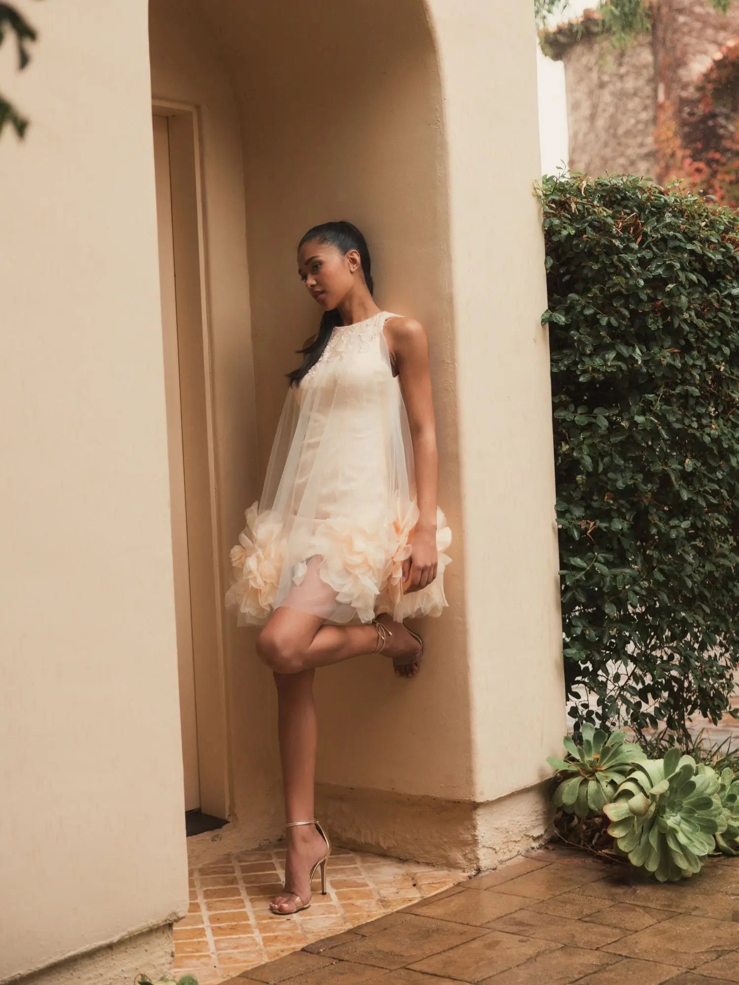 Pink Halter Neck Flowy Petal A Line Mini Dress - FINAL SALE-Myartka