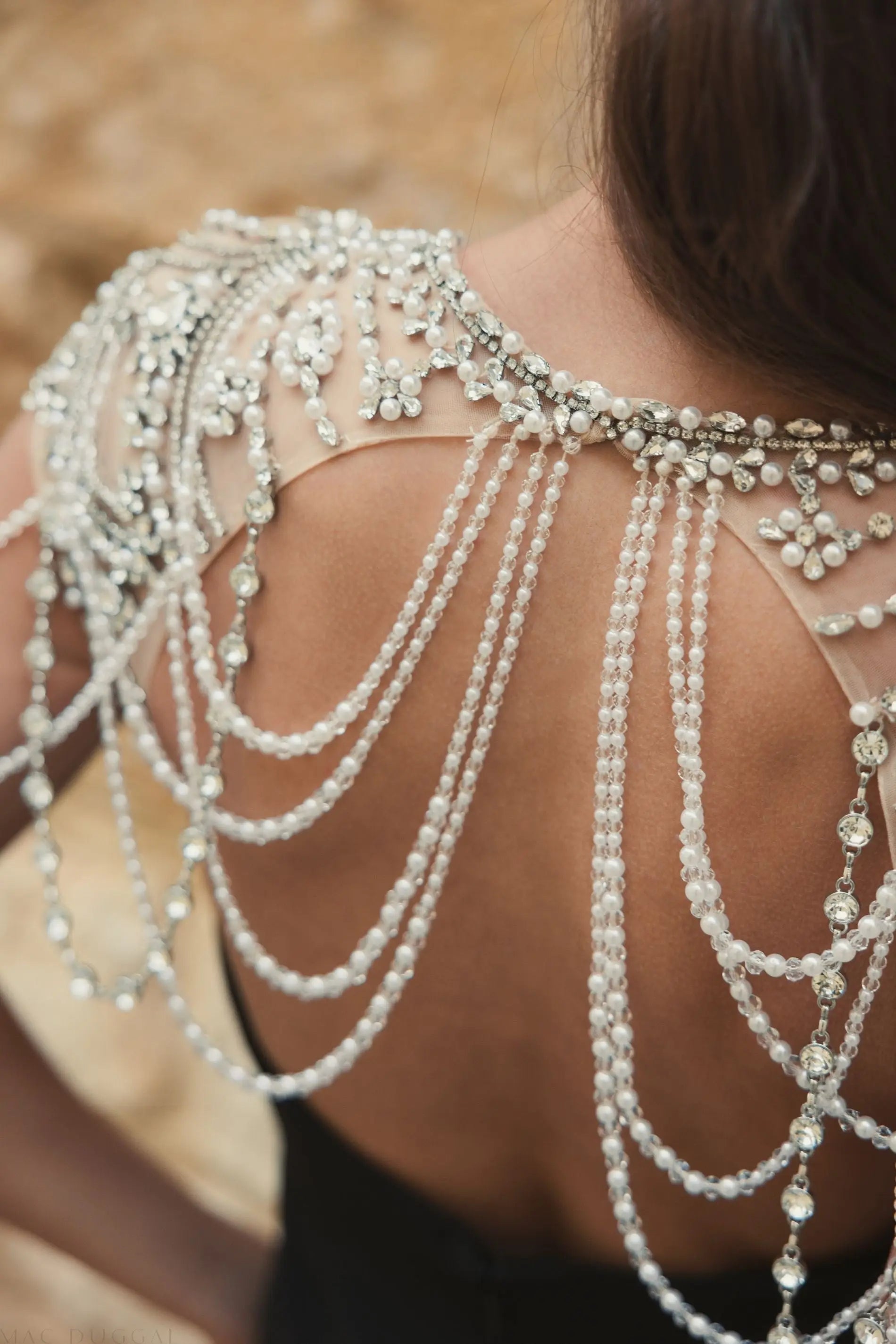 Black Draped Pearl Beaded Mermaid Gown-Myartka