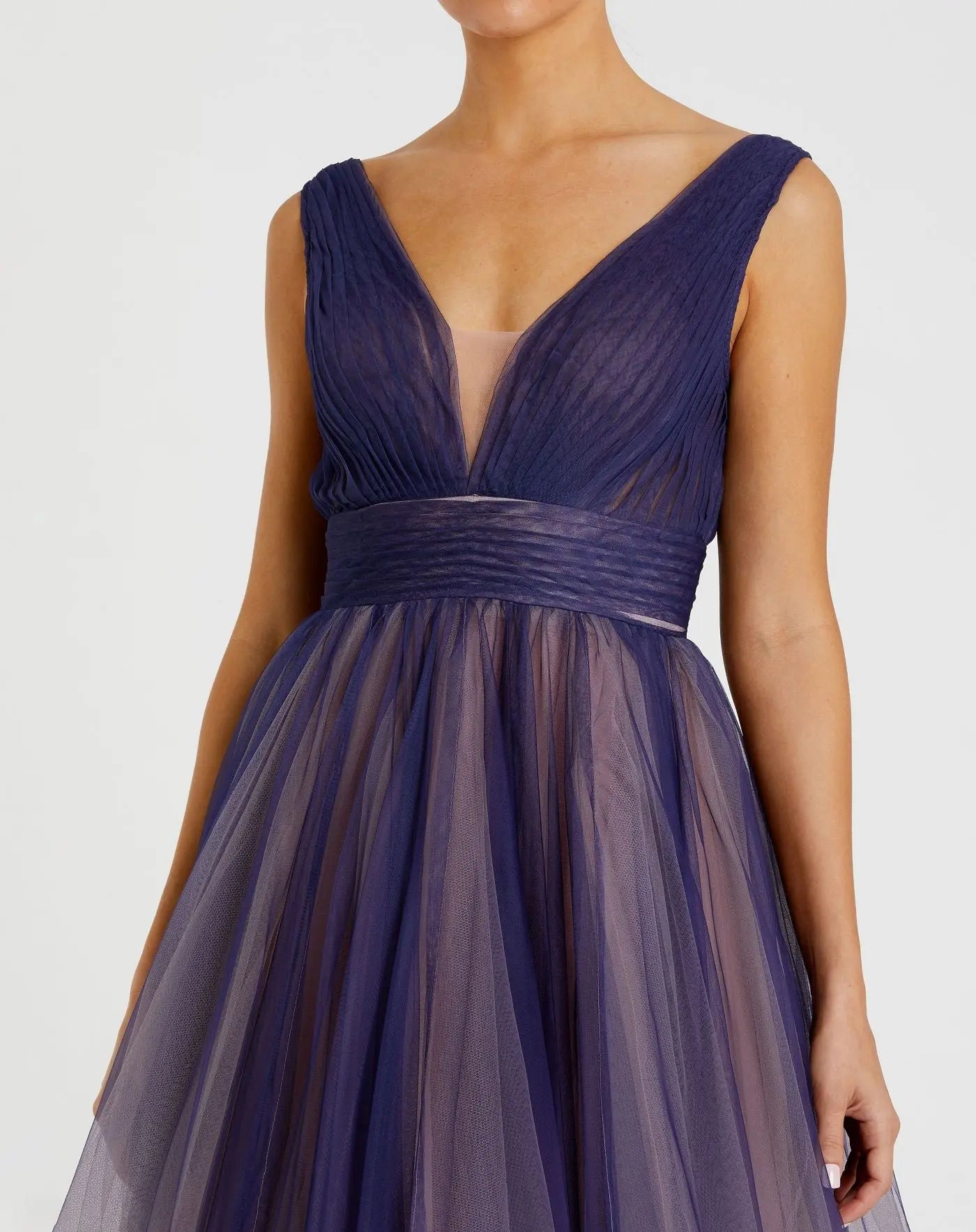 Purple Sleeveless Ombre Tulle Ball Gown-Myartka