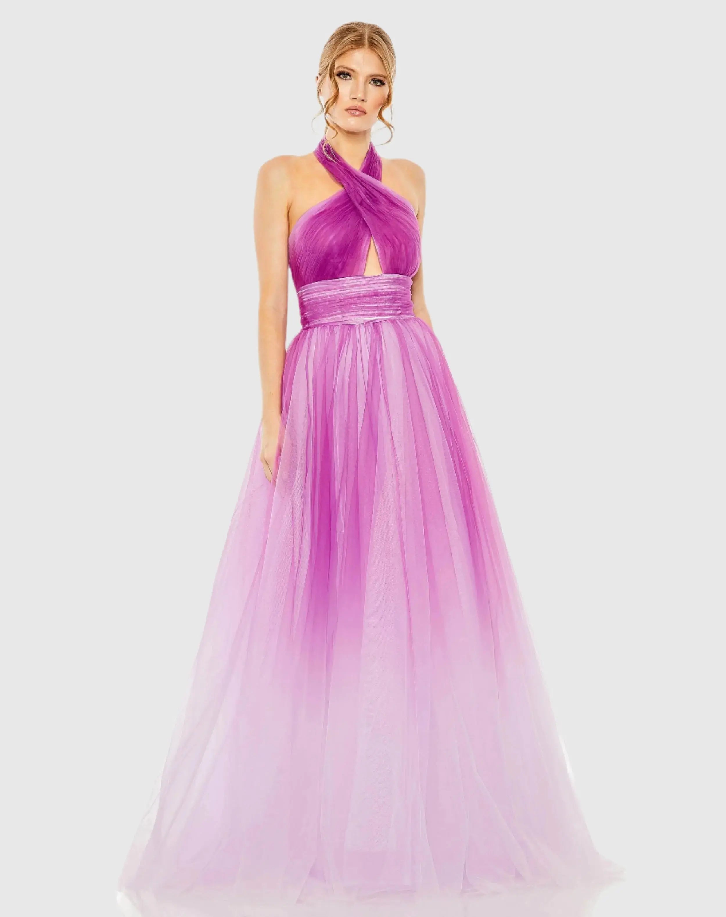 Purple Cross Front Ombre Gown-Myartka