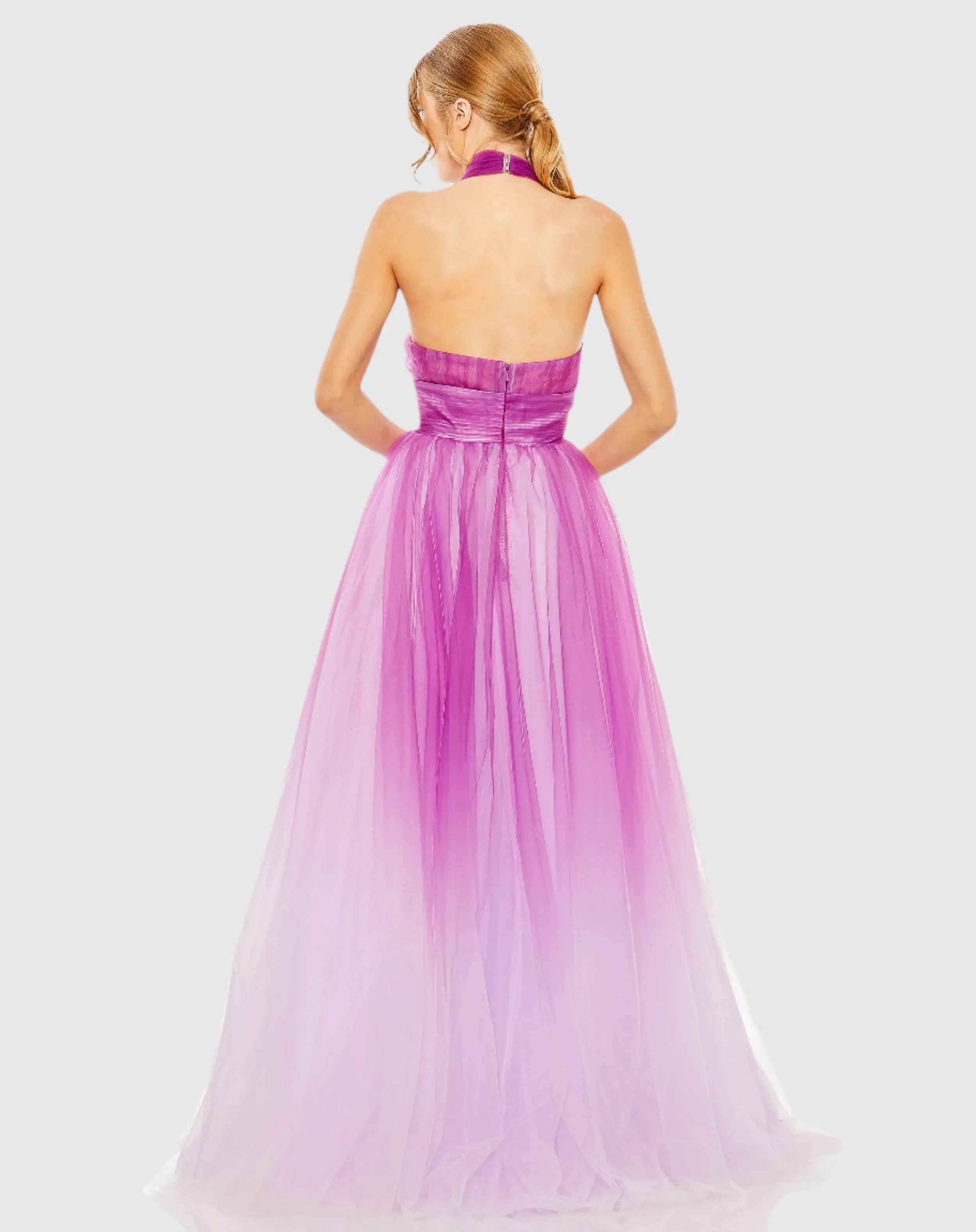 Purple Cross Front Ombre Gown-Myartka