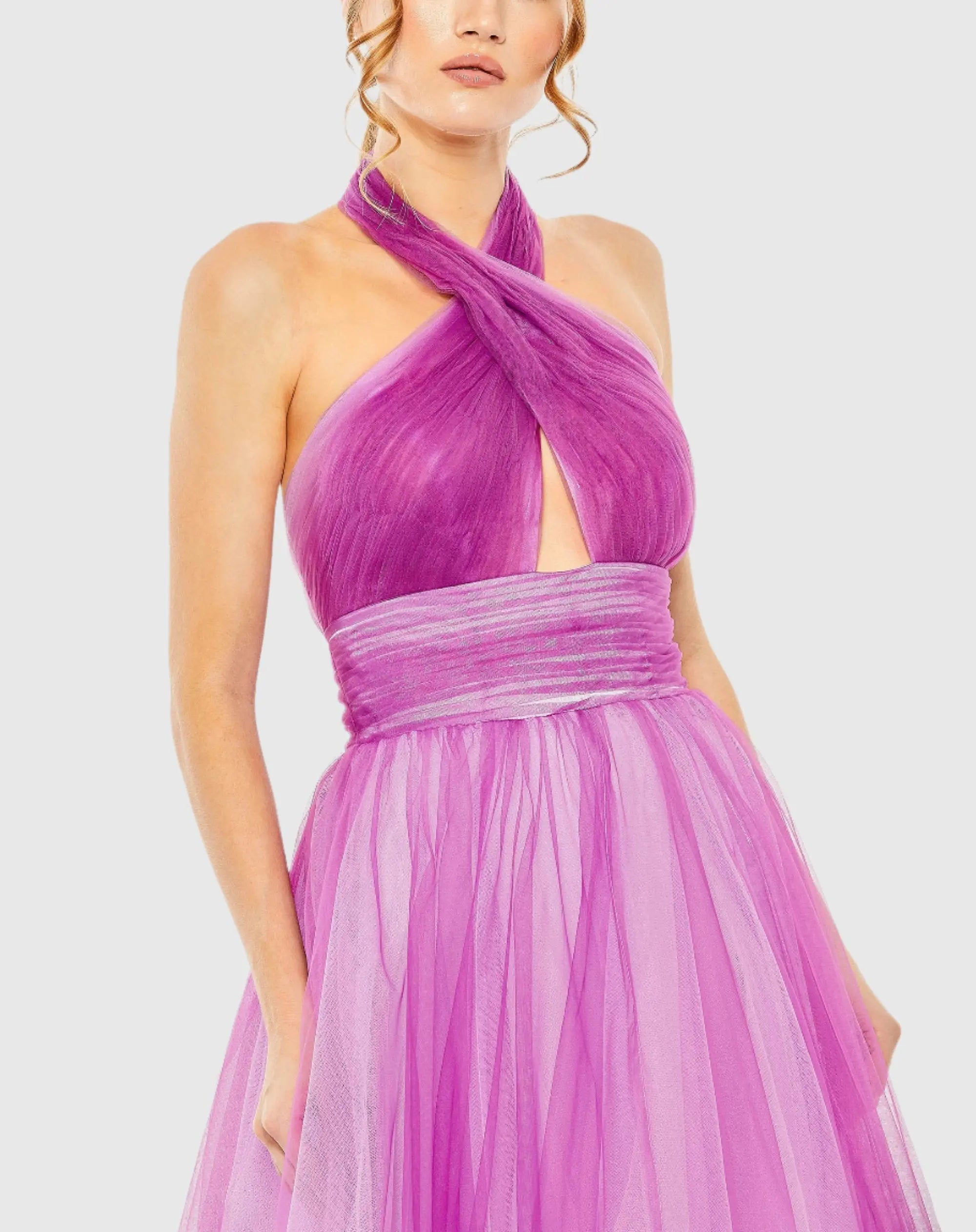 Purple Cross Front Ombre Gown-Myartka