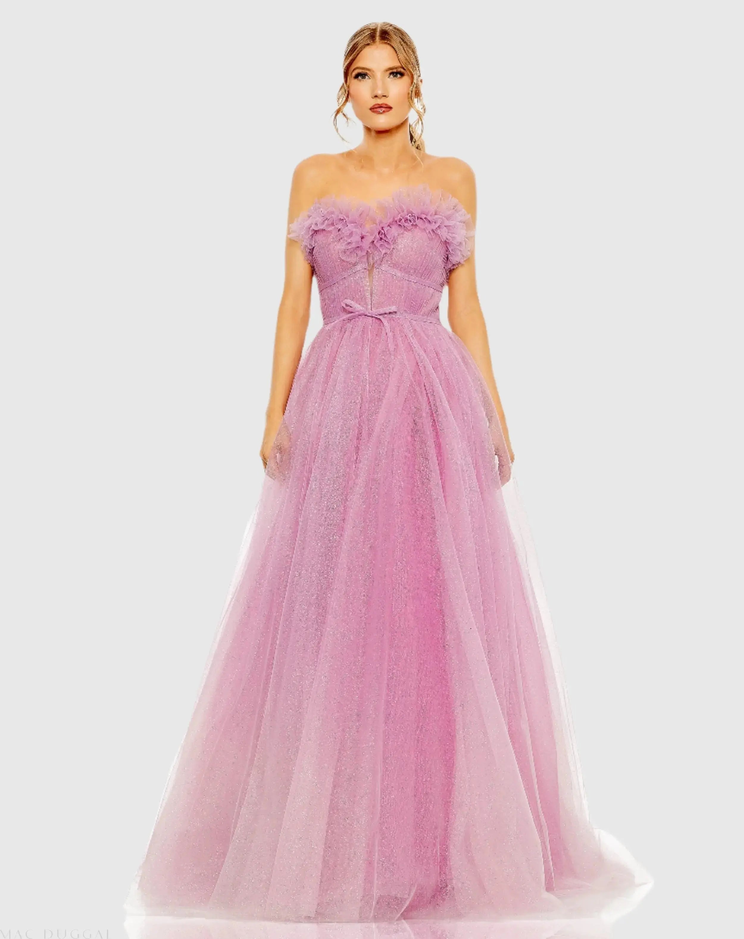 Purple Strapless Glitter Tulle Gown - FINAL SALE-Myartka