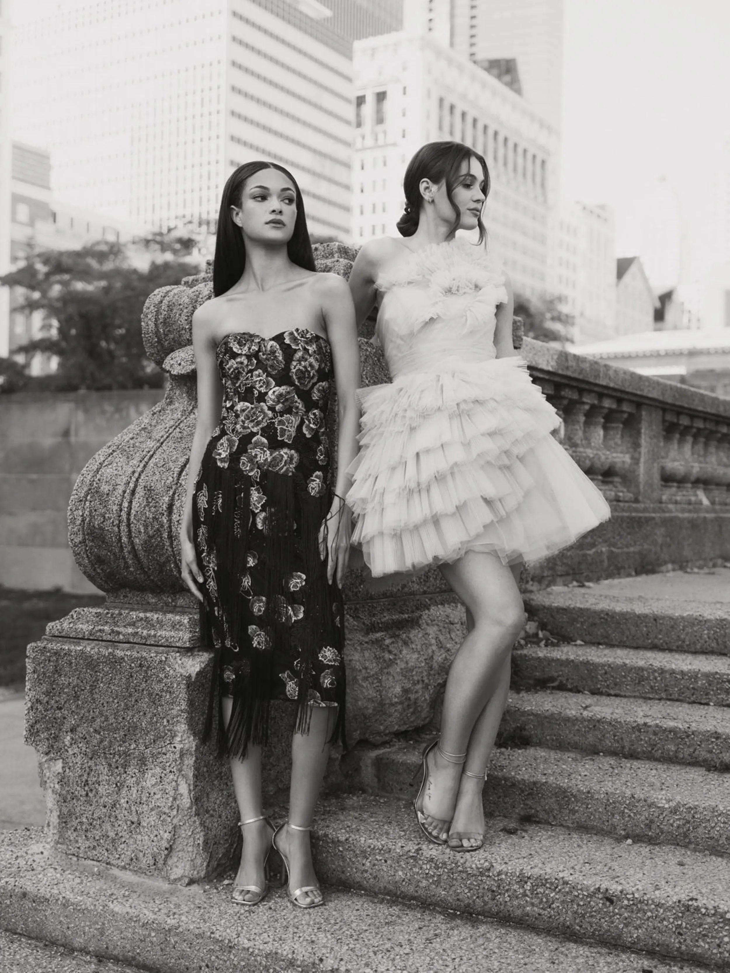 Black Strapless Floral Embroidered Midi Dress With Fringe Detailing-Myartka