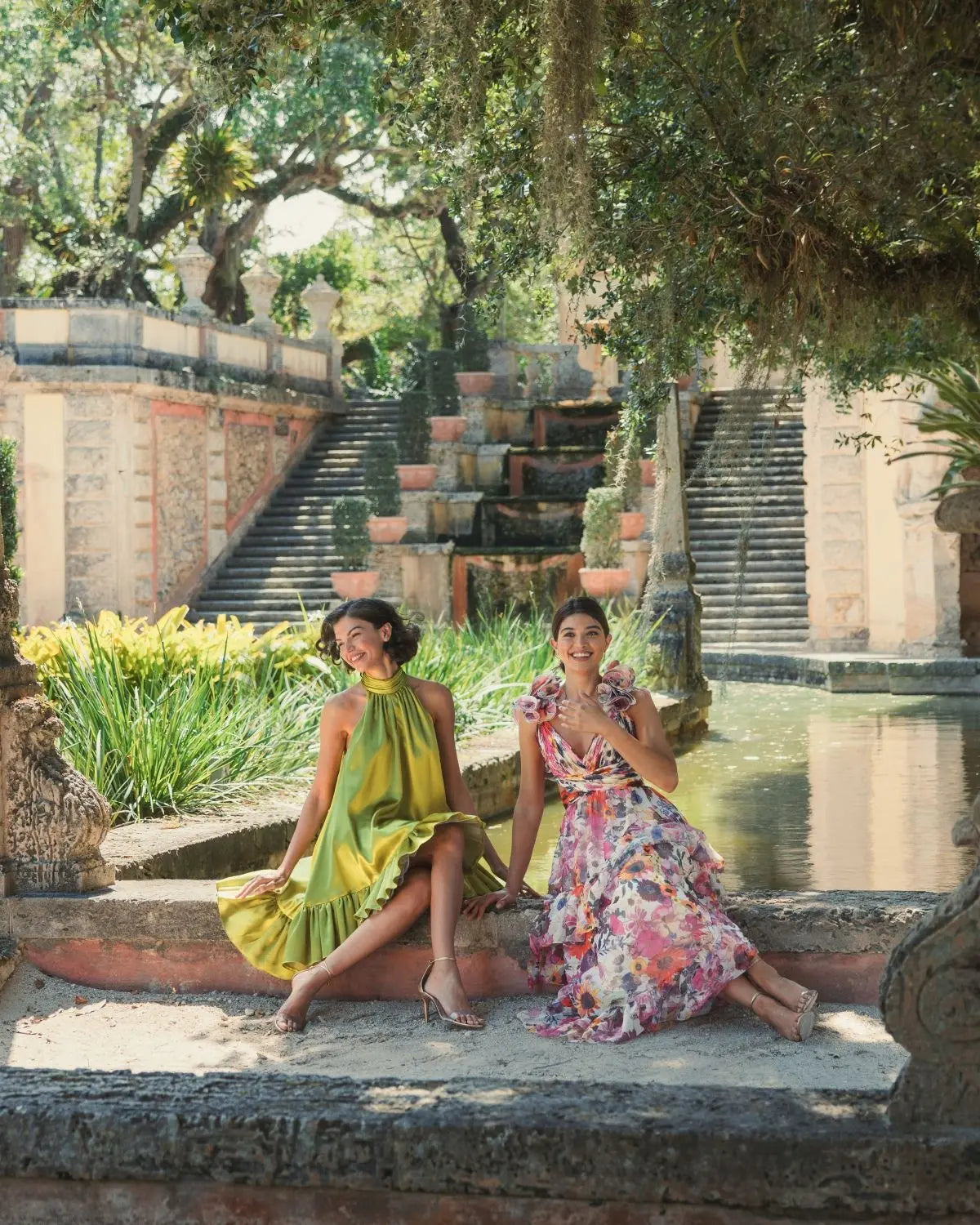 Green High Neck Satin Mini Dress With Keyhole-Myartka