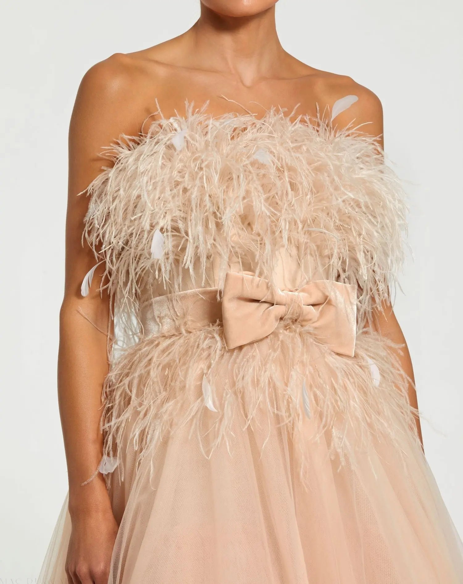 Pink Strapless Feather Bustier Ball Gown-Myartka