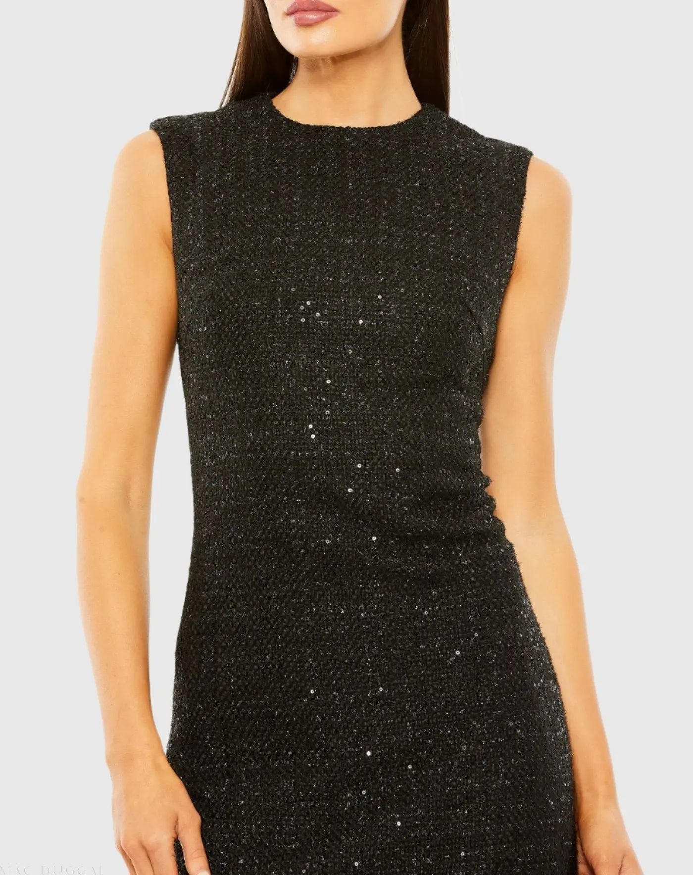 Black Shift Dress with Feather Trim-Myartka