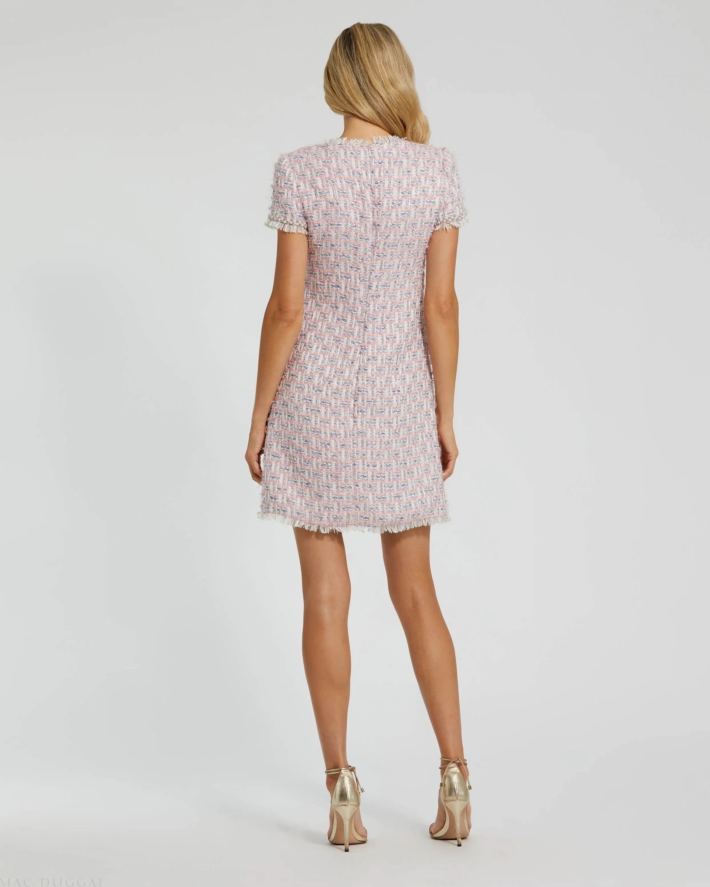 Pink Cap Sleeve Floral Button Detail Shift Dress-Myartka