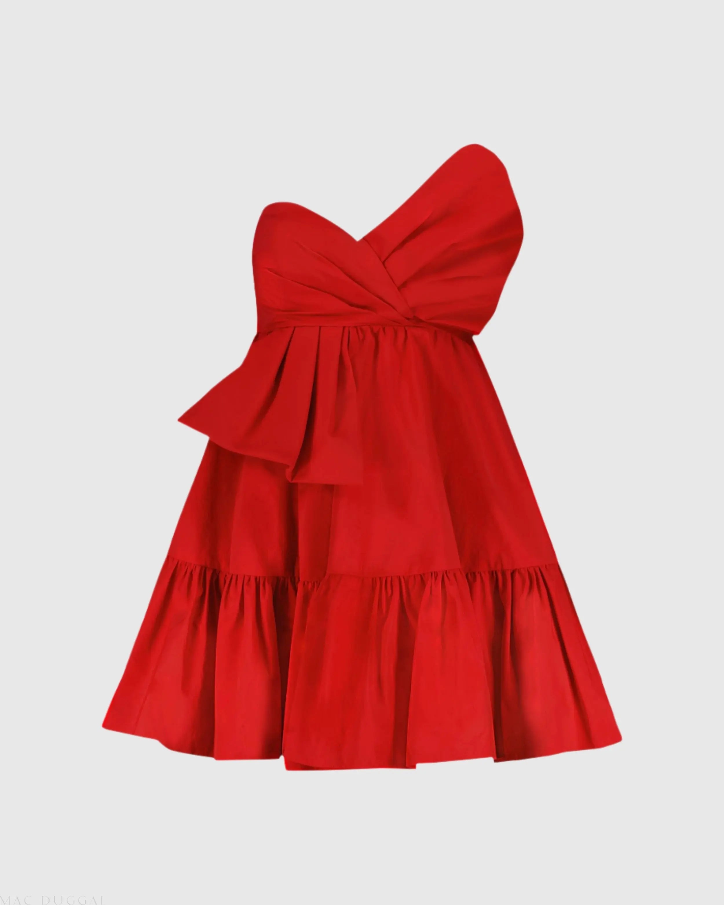 Red Faille Strapless Twist Bow Mini Dress - FINAL SALE-Myartka