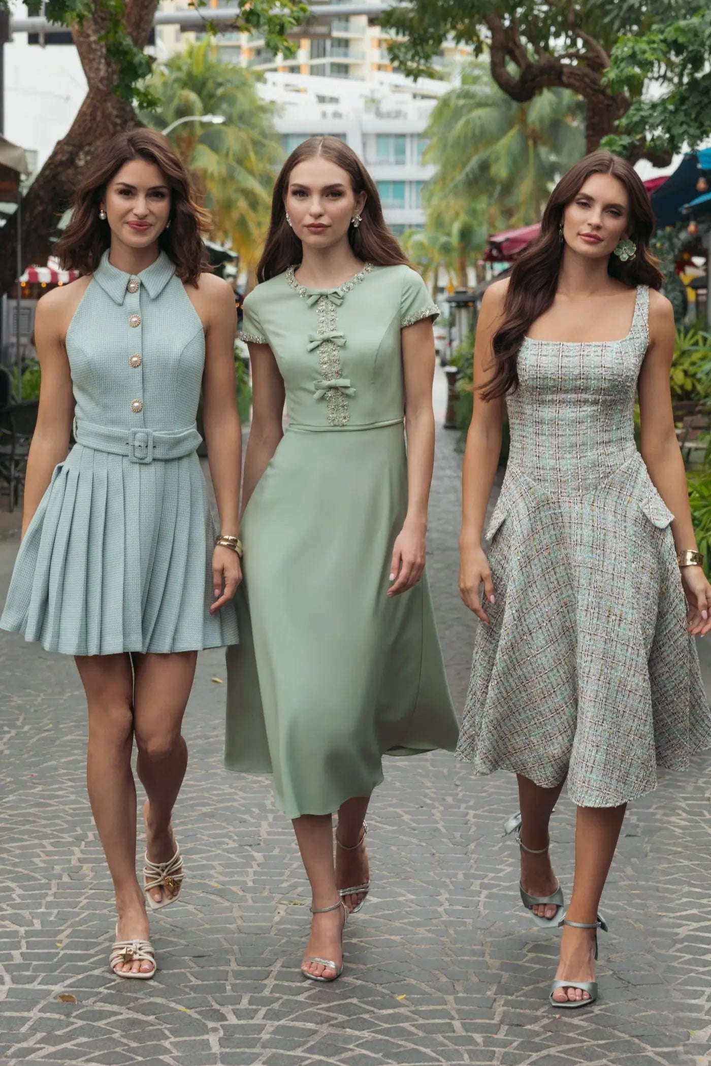 Multicolor Sleeveless Drop Waist Boucle Midi Dress-Myartka