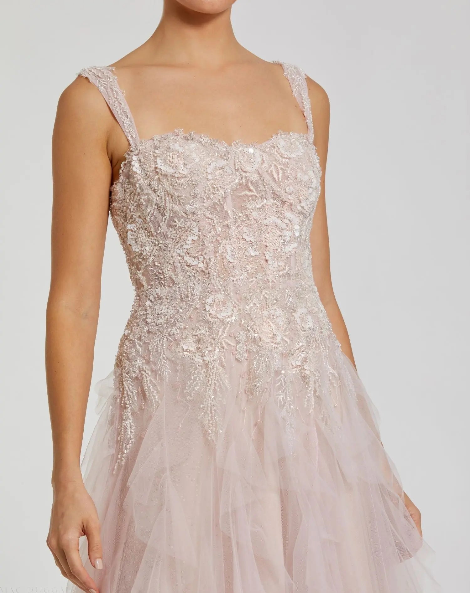 Pink Bustier Tulle Ballgown With Ruffle Skirt-Myartka