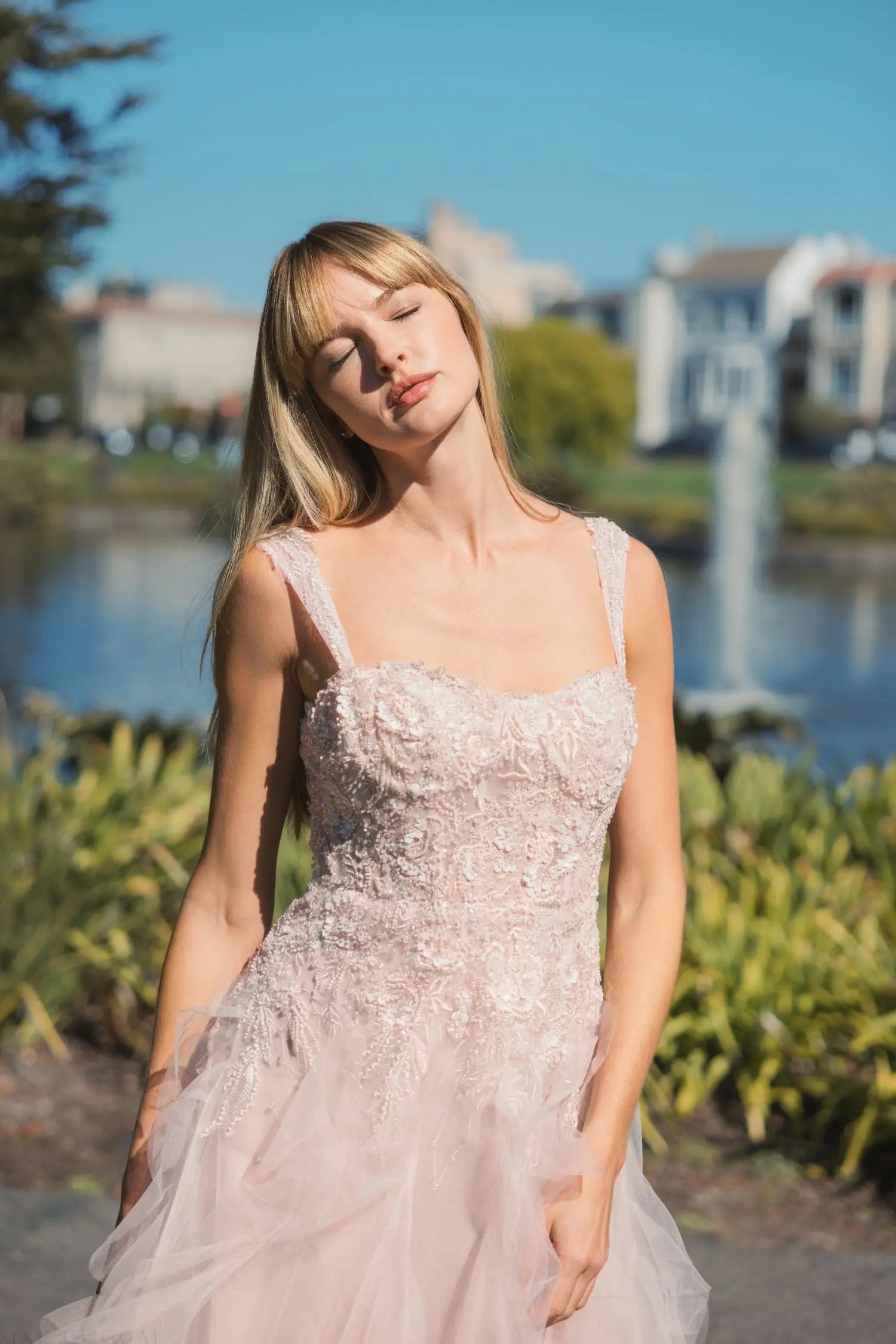 Pink Bustier Tulle Ballgown With Ruffle Skirt-Myartka