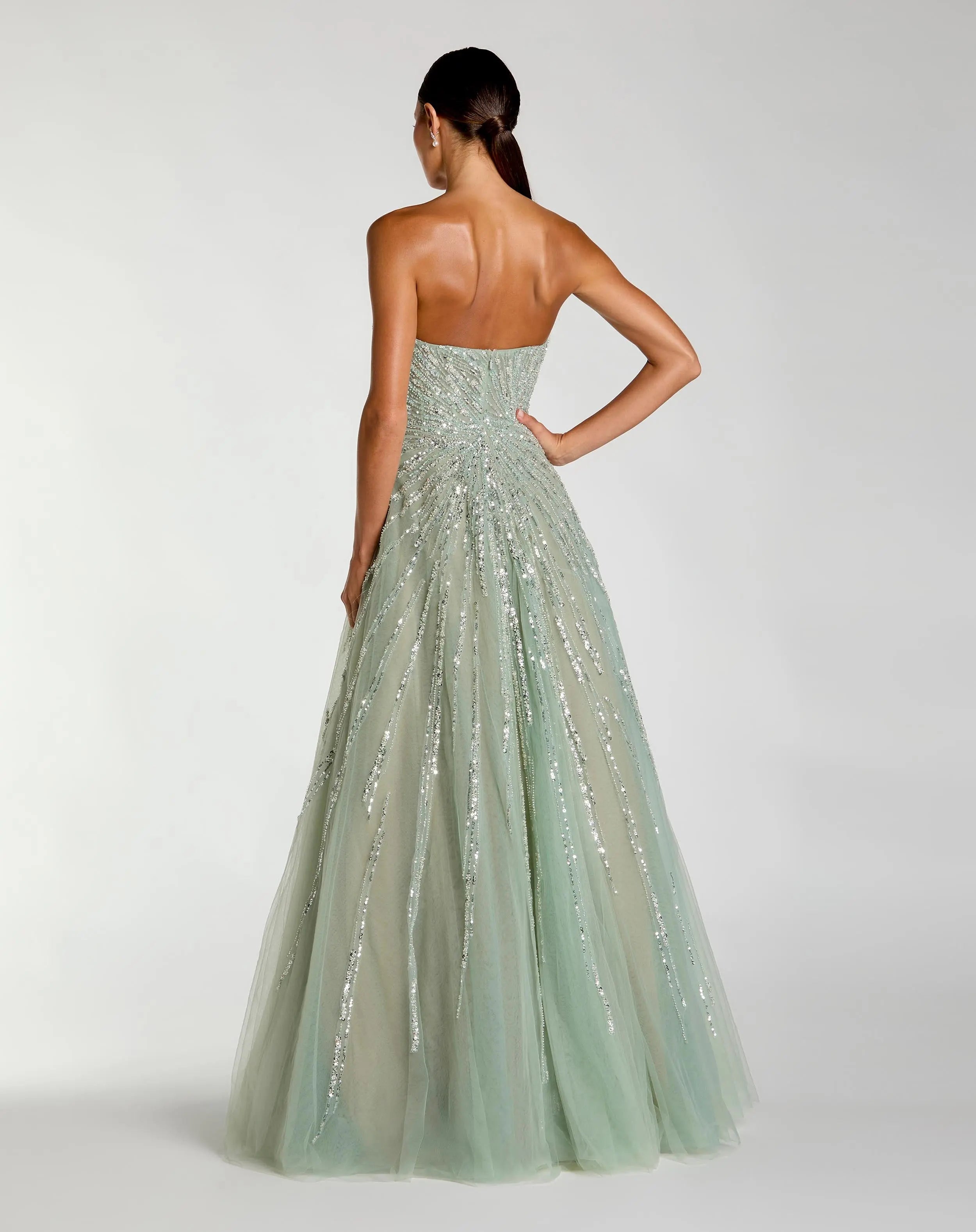 Green Embellished Strapless Sweetheart Ball Gown-Myartka