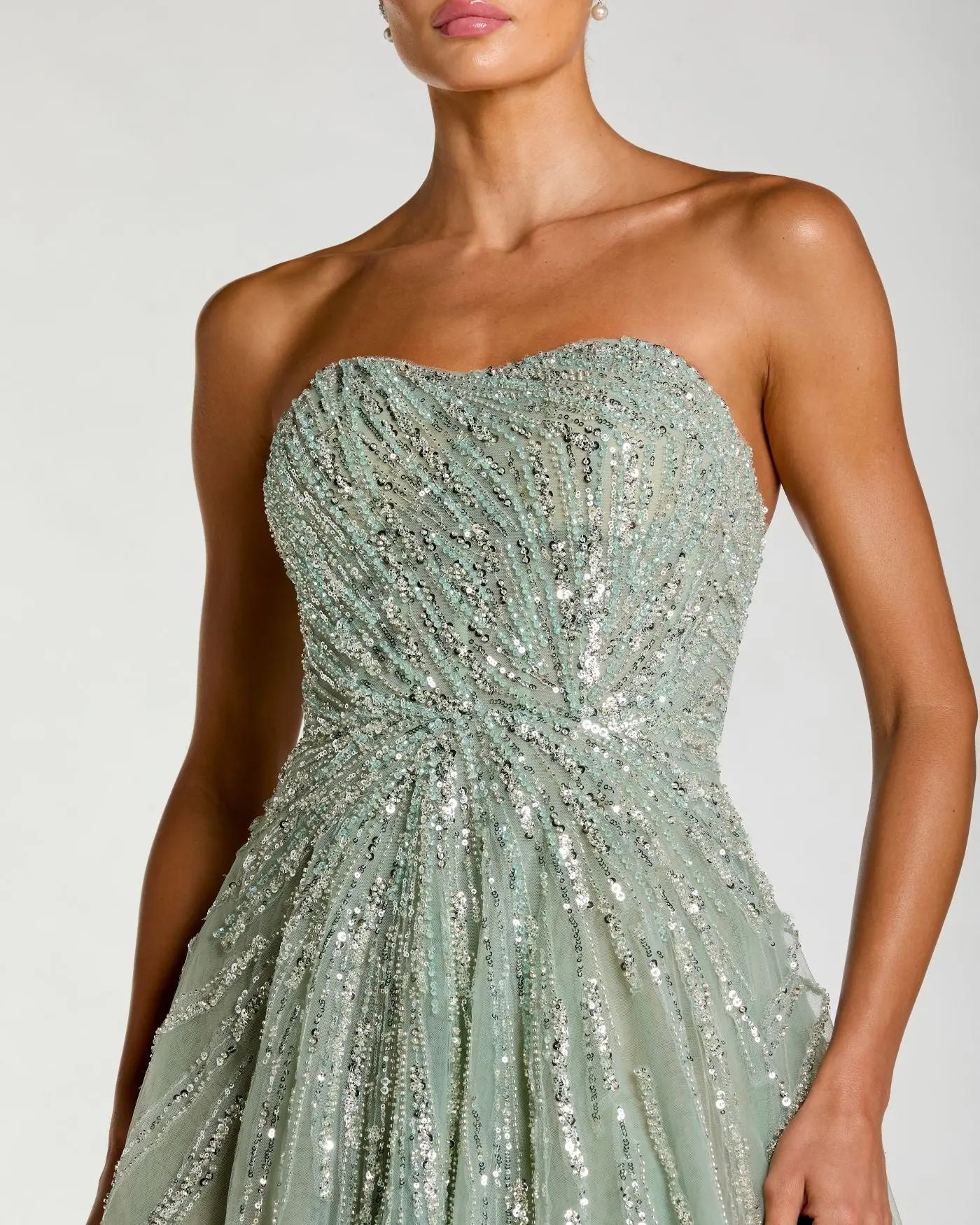 Green Embellished Strapless Sweetheart Ball Gown-Myartka