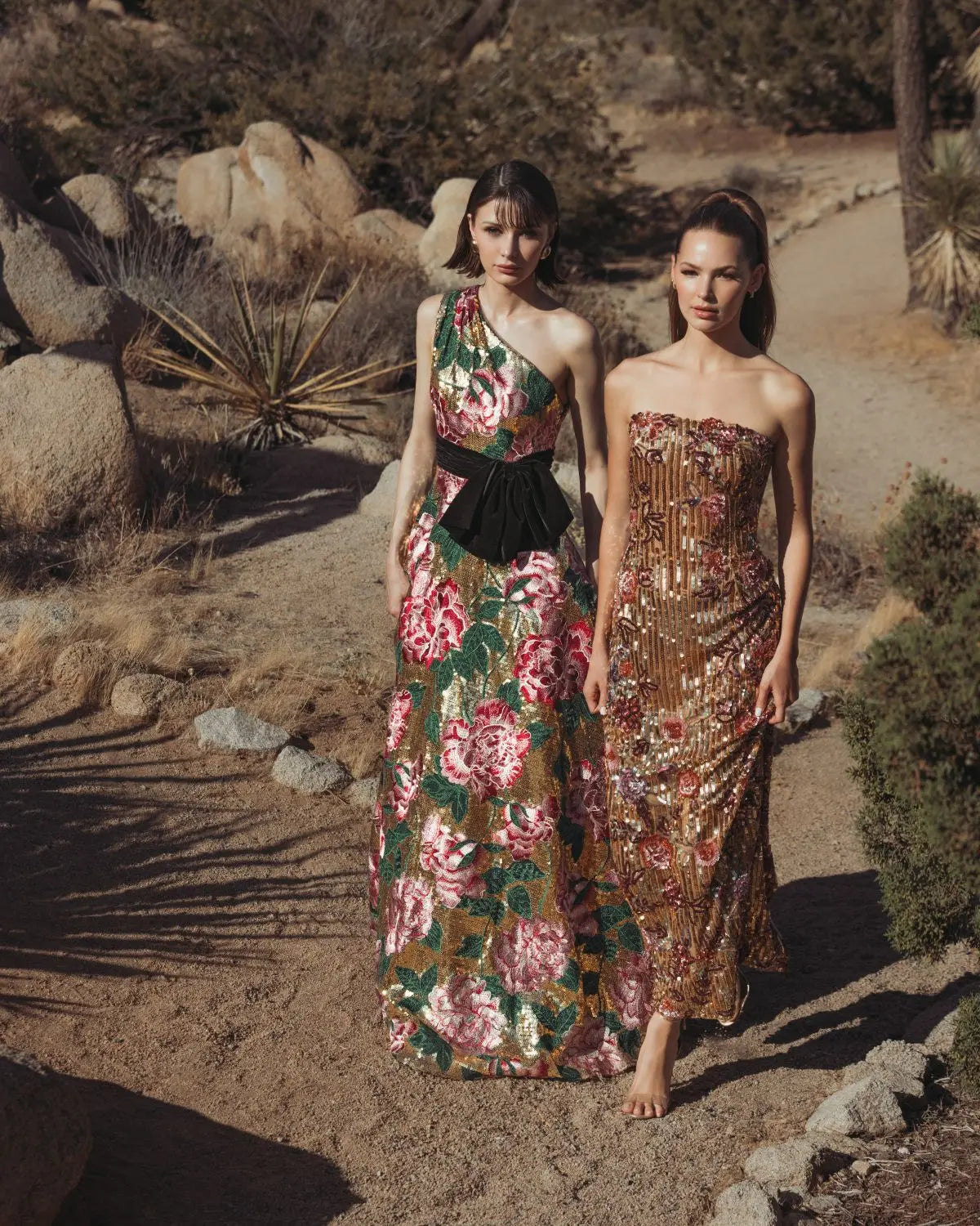 Multicolor One Shoulder Sequin Ball Gown With Velvet Bow-Myartka