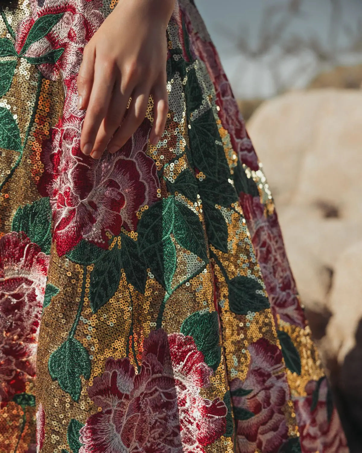 Multicolor One Shoulder Sequin Ball Gown With Velvet Bow-Myartka