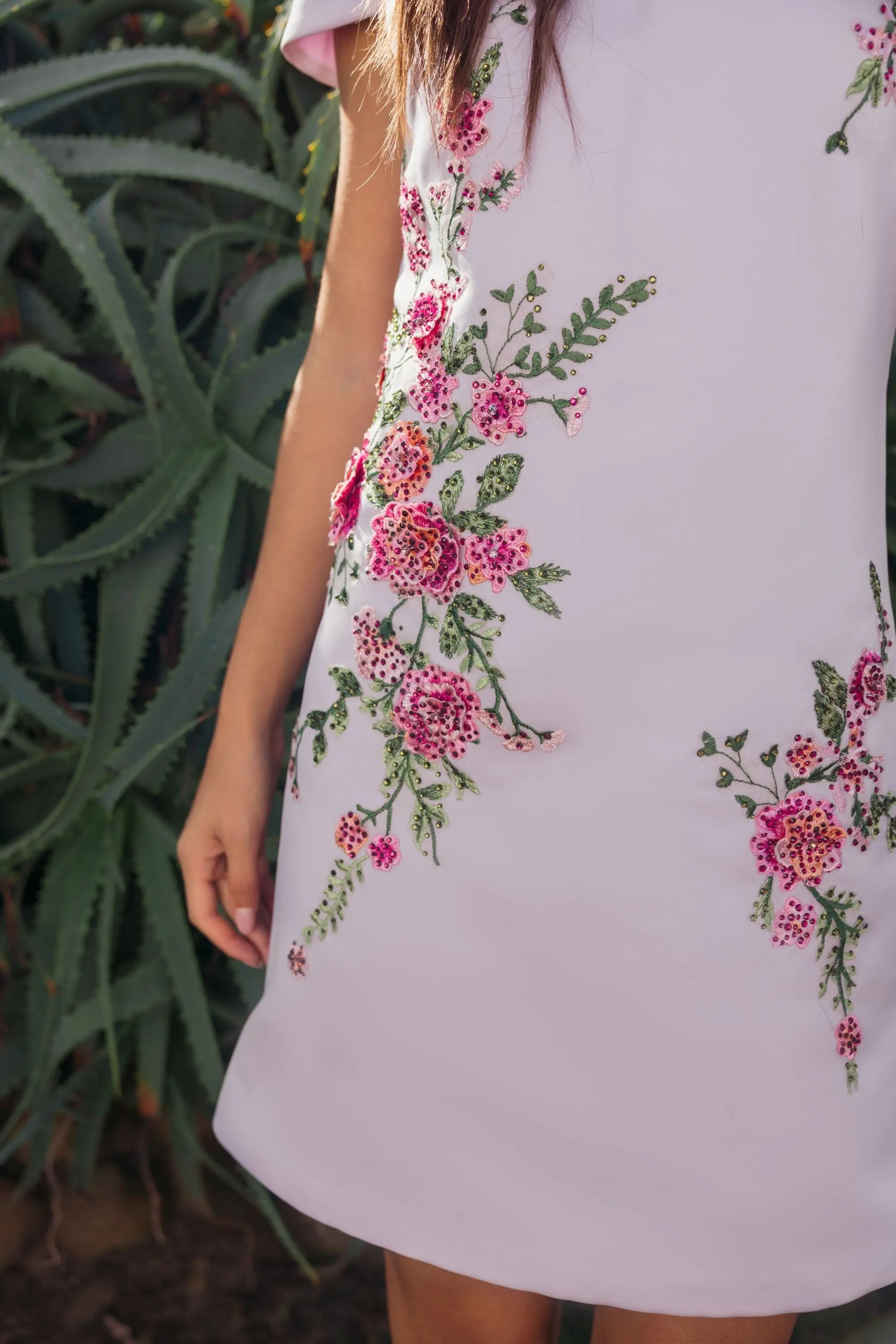 Purple Cap Sleeve Embroidered Satin Mini Dress-Myartka