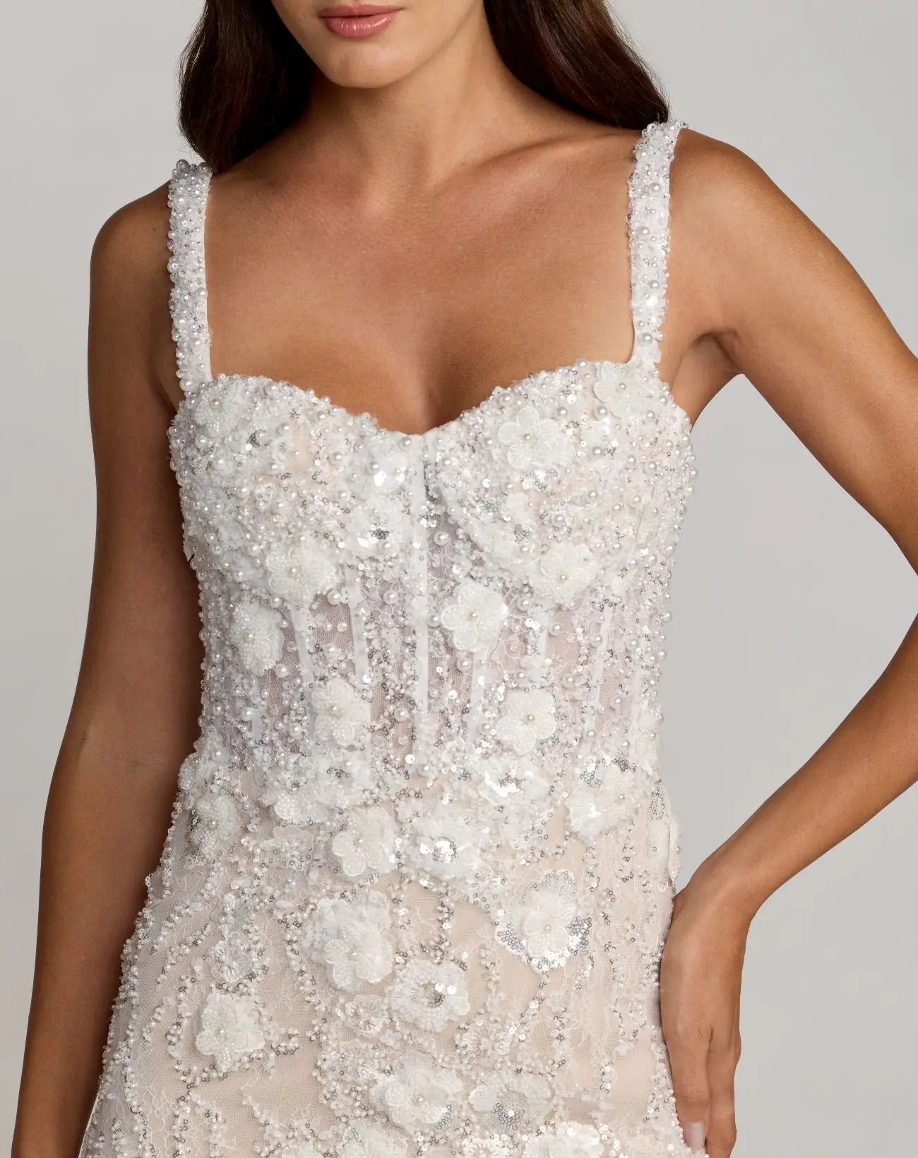 Ivory Embellished Lace Sleeveless Midi Dress-Myartka