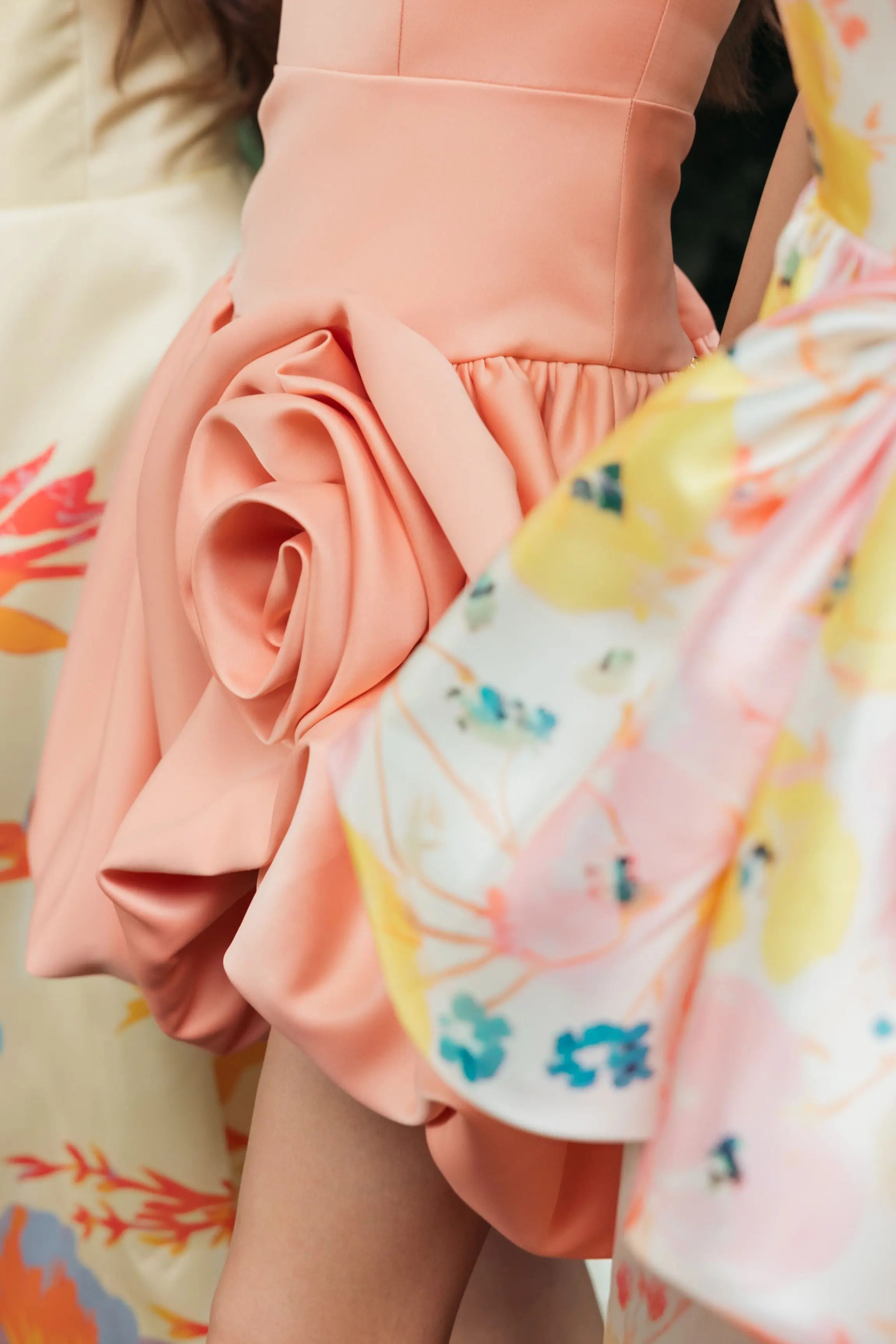 Peach Sleeveless Satin Bubble Hem Mini Dress-Myartka