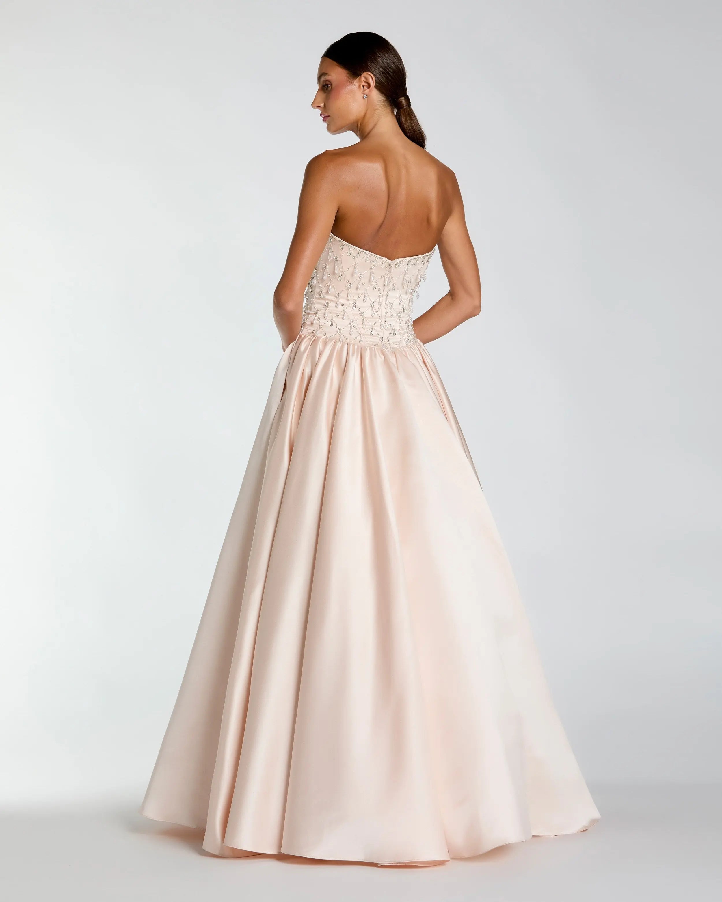 Light Pink Embellished Strapless Ball Gown-Myartka