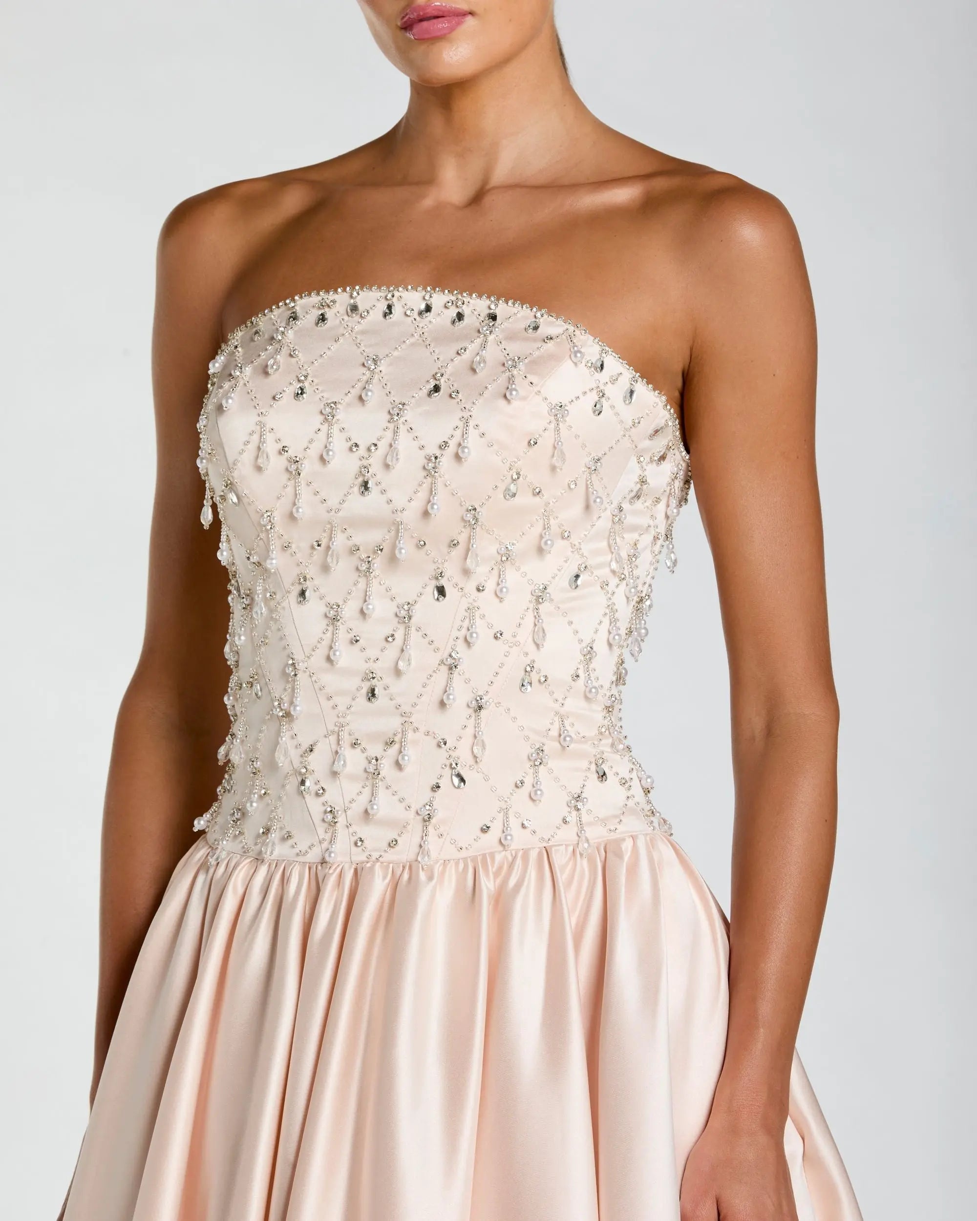 Light Pink Embellished Strapless Ball Gown-Myartka