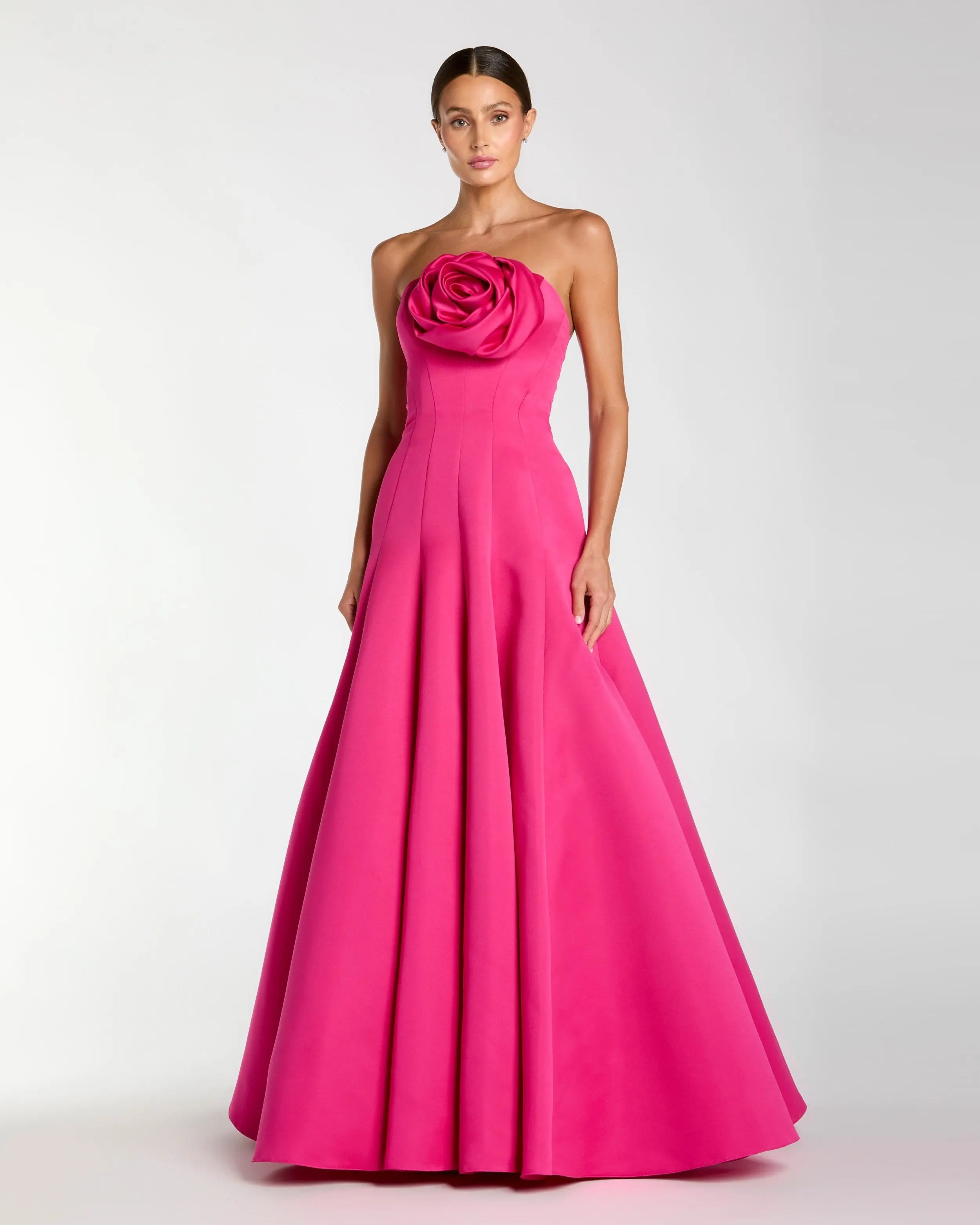 Pink Strapless Rosette Corset Ball Gown-Myartka