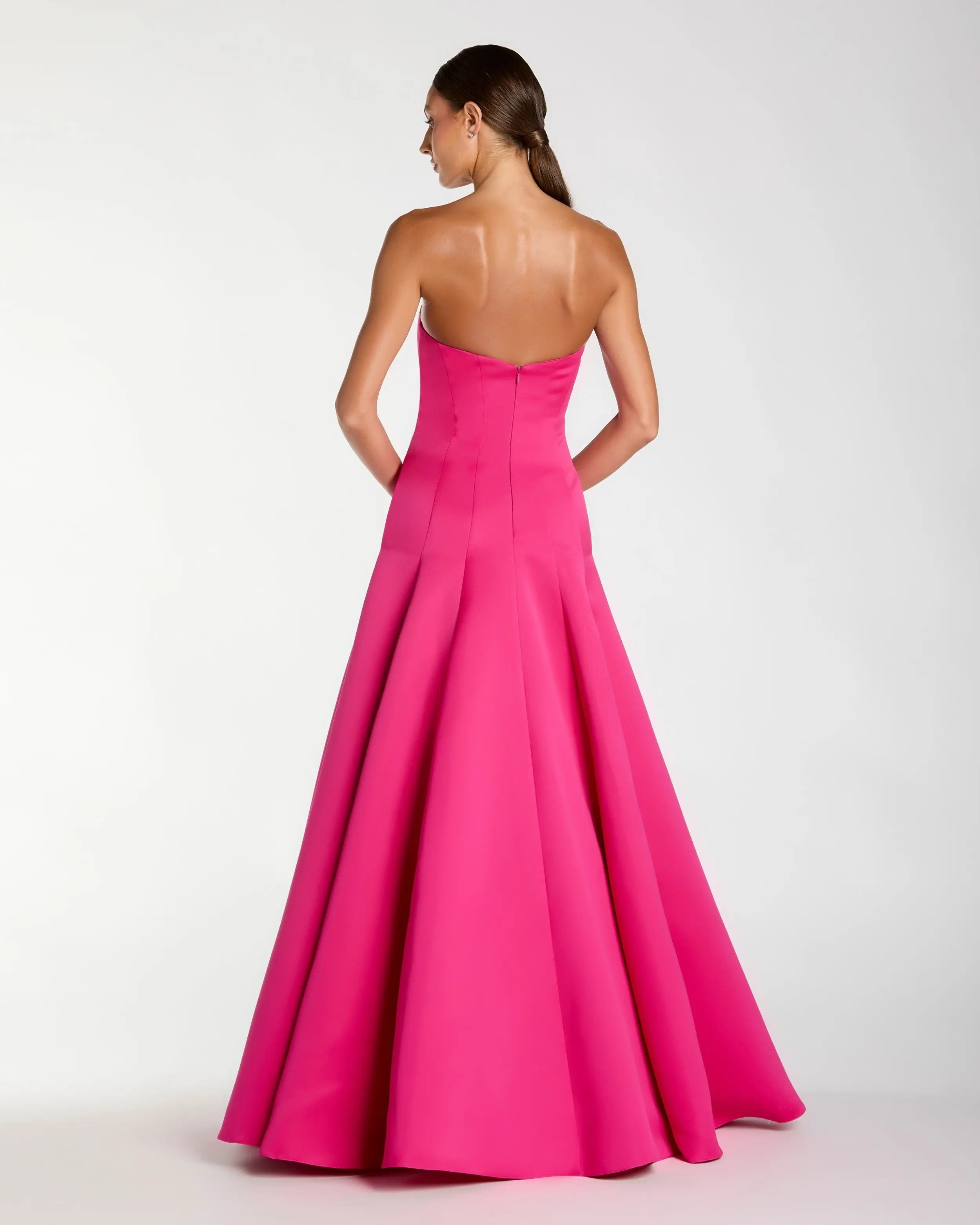 Pink Strapless Rosette Corset Ball Gown-Myartka