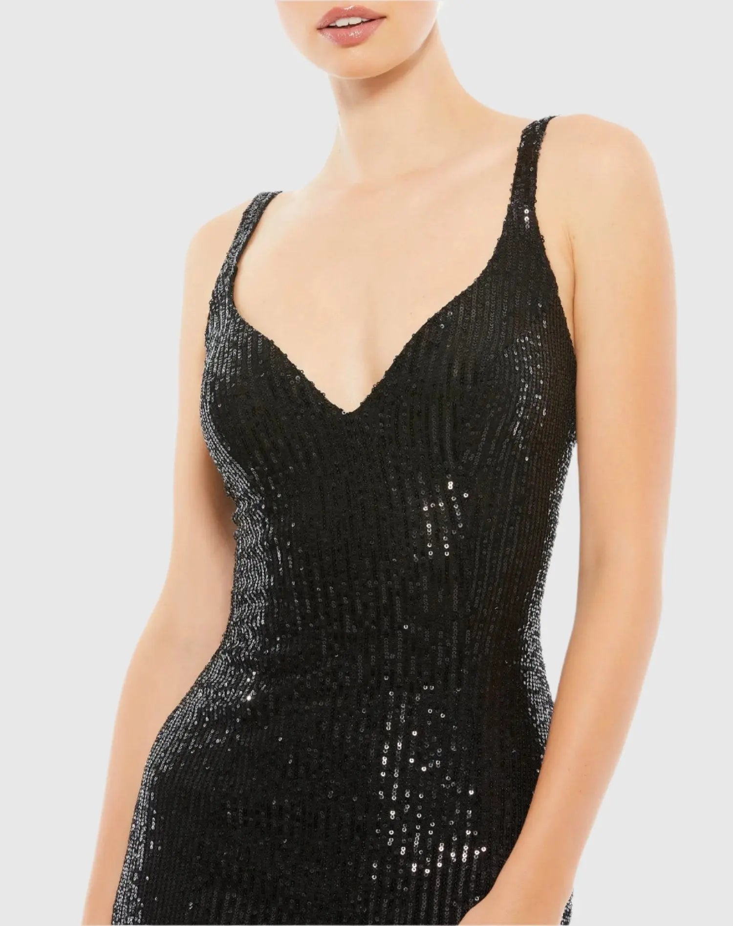 Black Fully Sequined Scoop Back Gown-Myartka