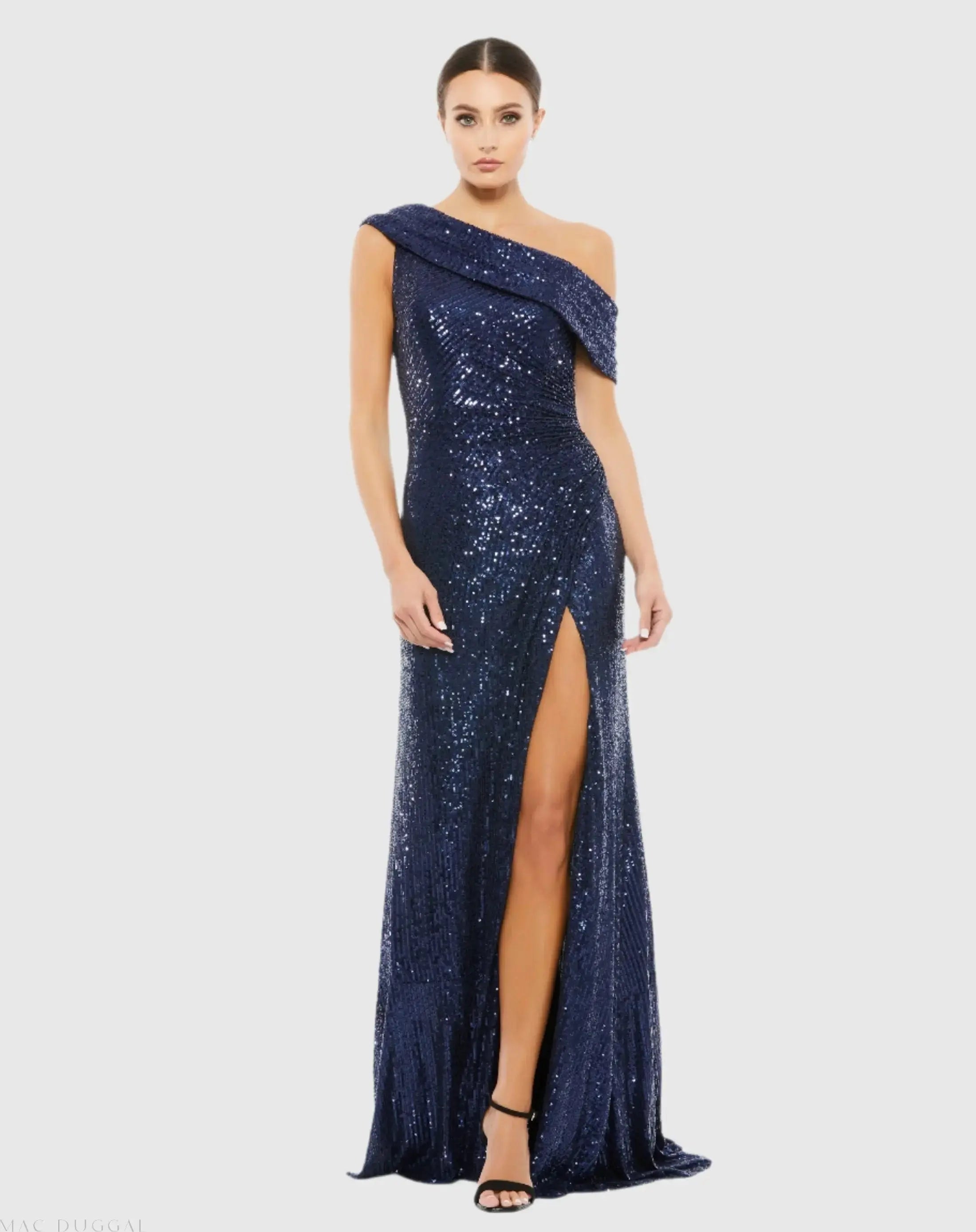 Sequined Drop Shoulder Gown-Myartka