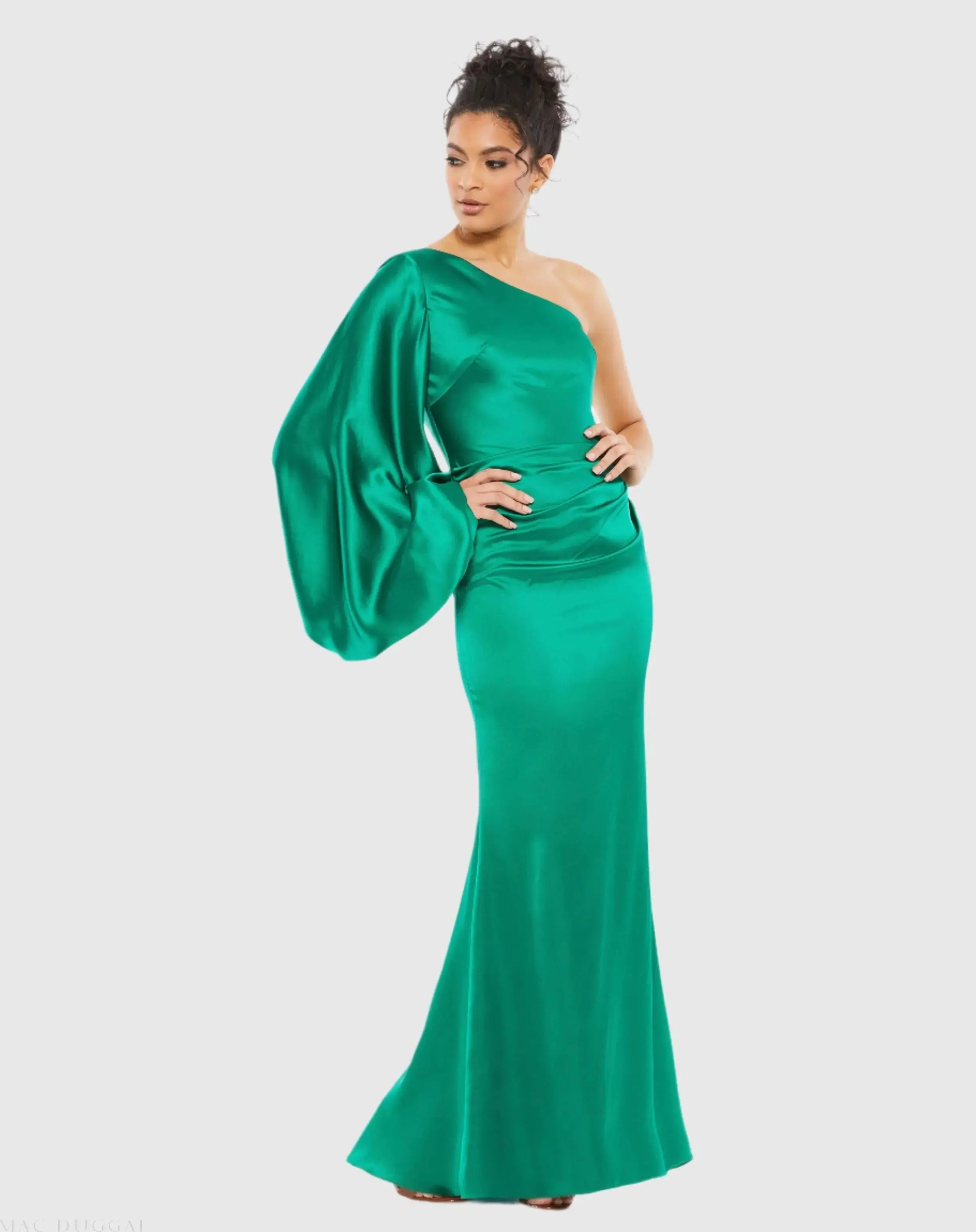 Satin Puff Sleeve Gown-Myartka
