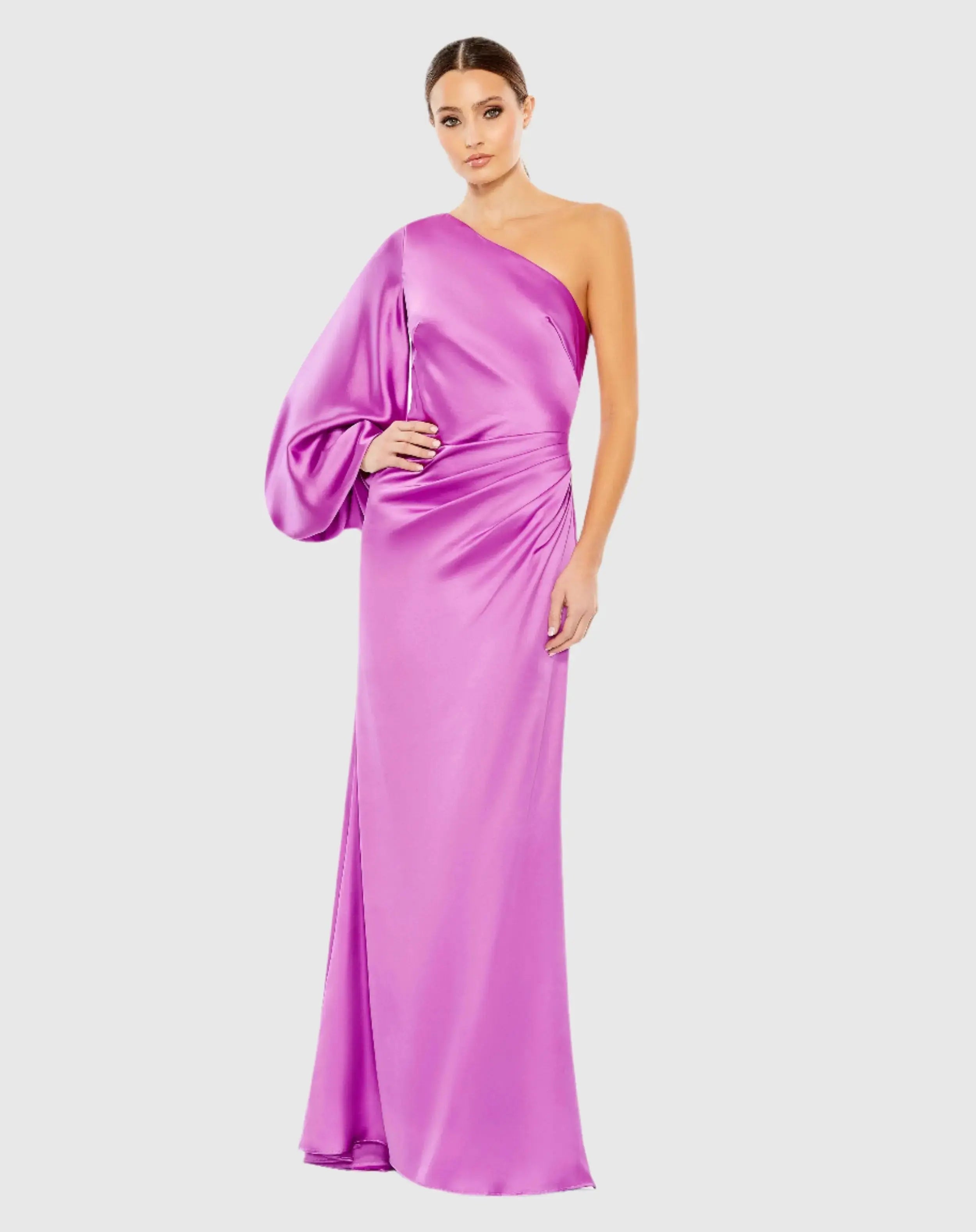Satin Puff Sleeve Gown-Myartka