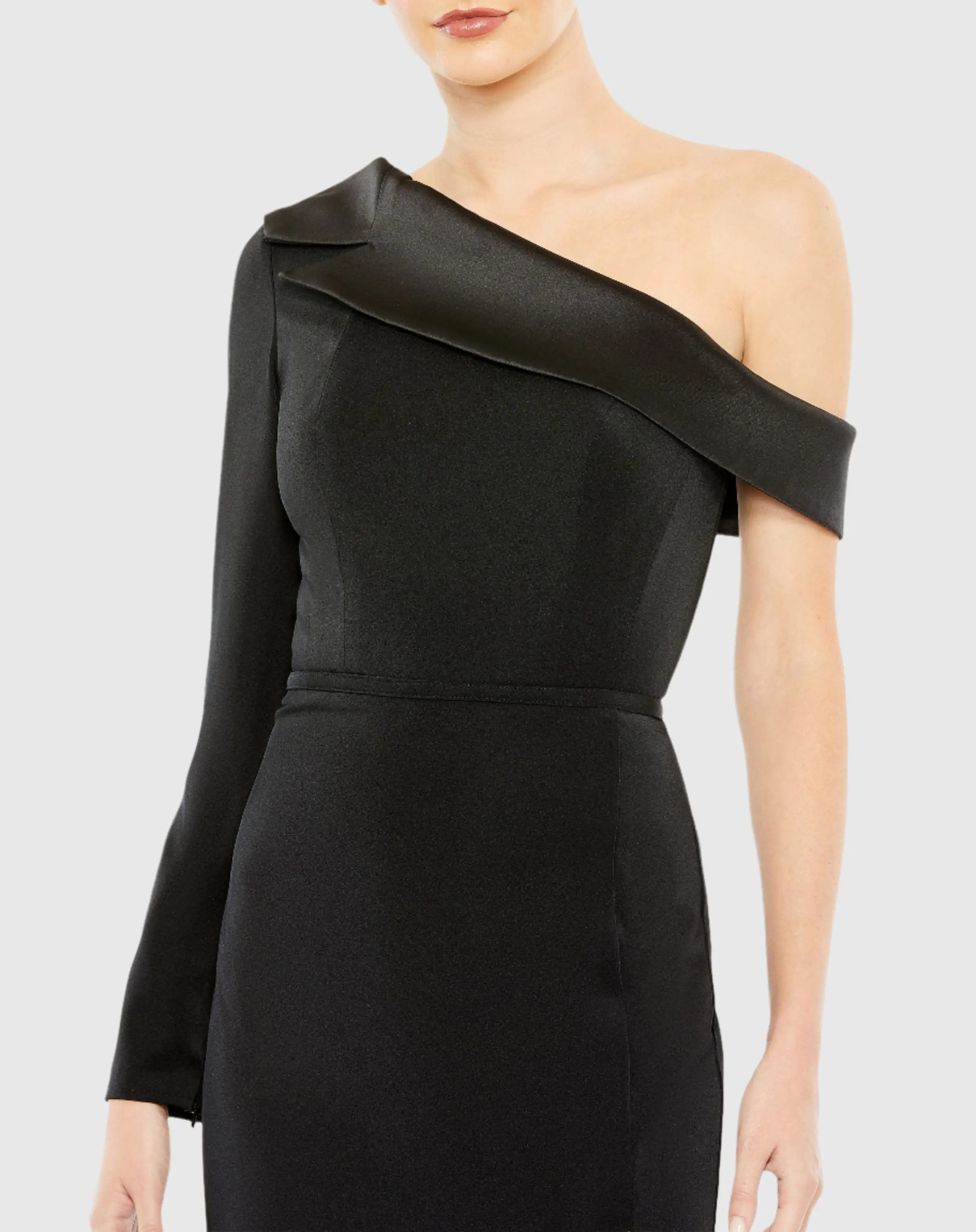 Black Long Sleeve Drop Shoulder Evening Gown-Myartka