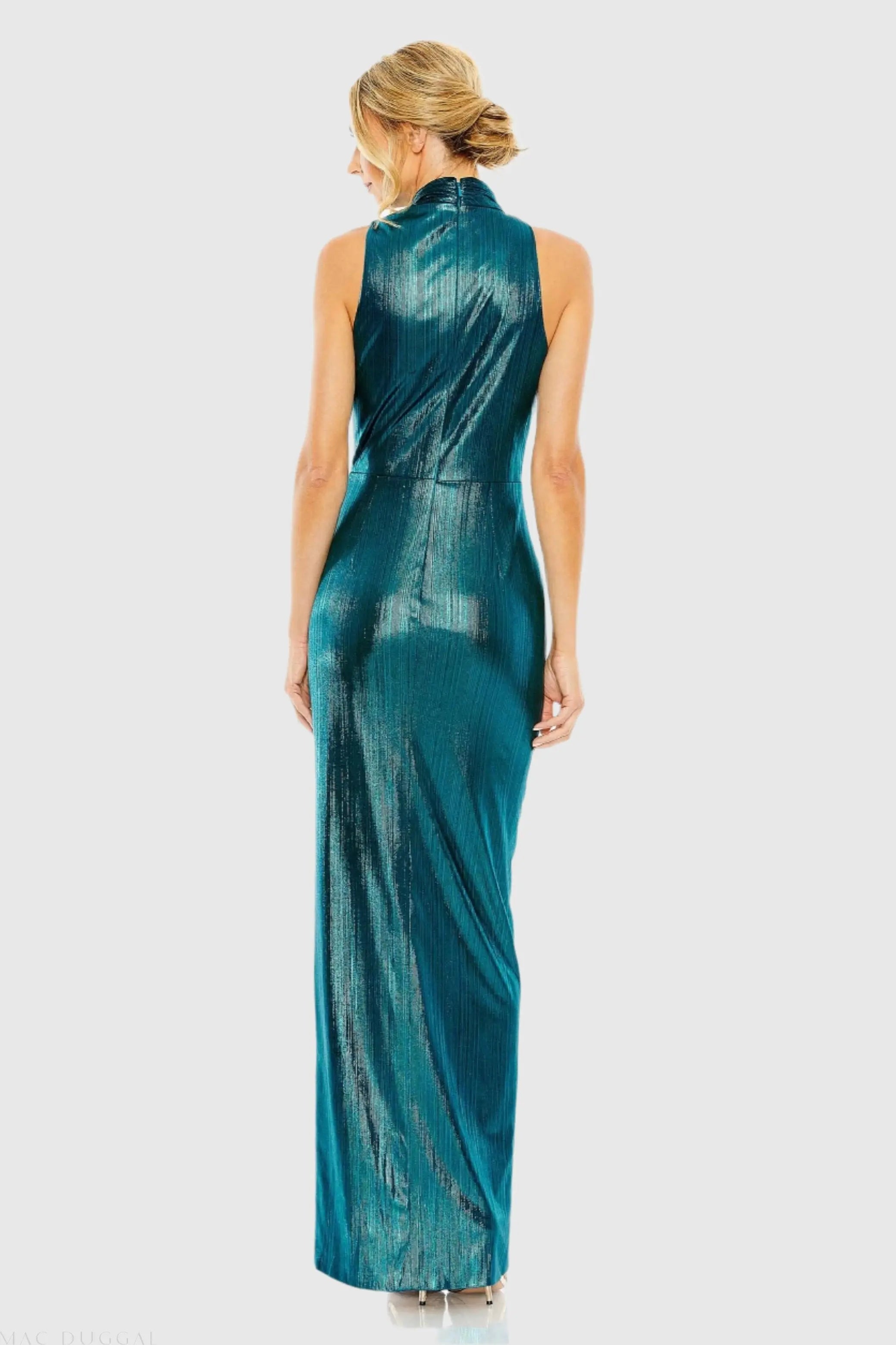 Teal High Neck Sleeveless Gown - FINAL SALE-Myartka