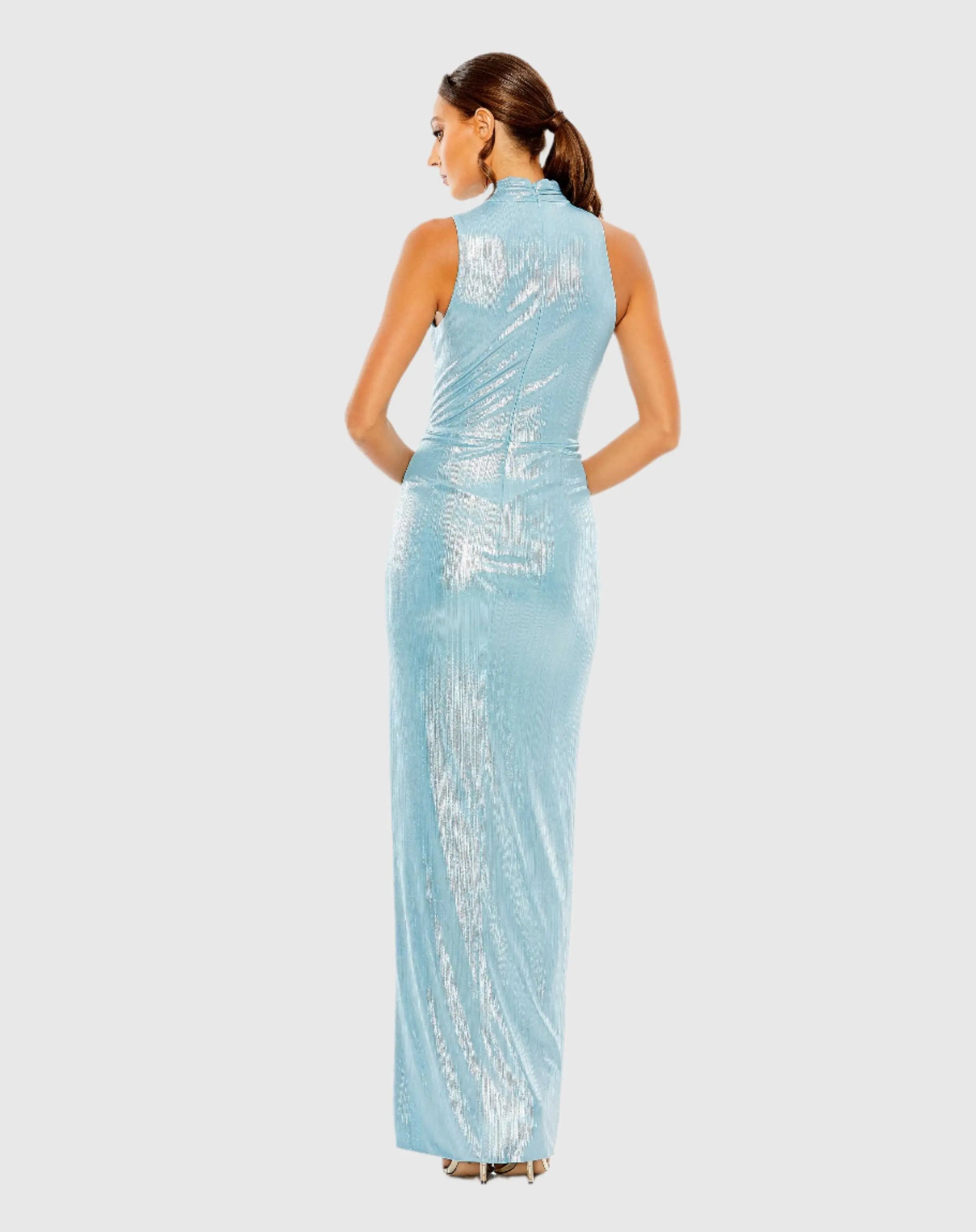 Blue High Neck Sleeveless Gown - FINAL SALE-Myartka