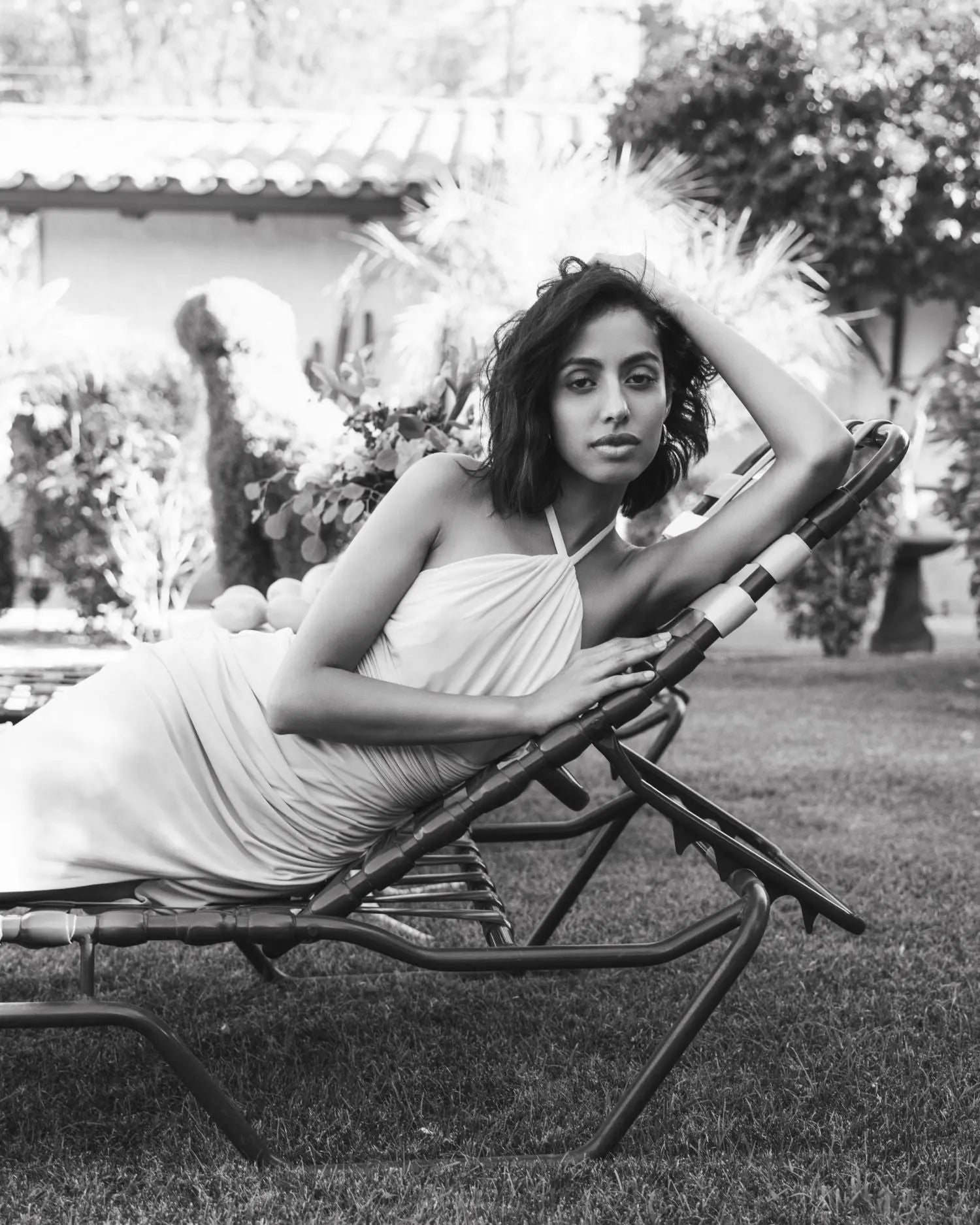 Yellow Halter Neck Ruched Side Front Slit Gown-Myartka