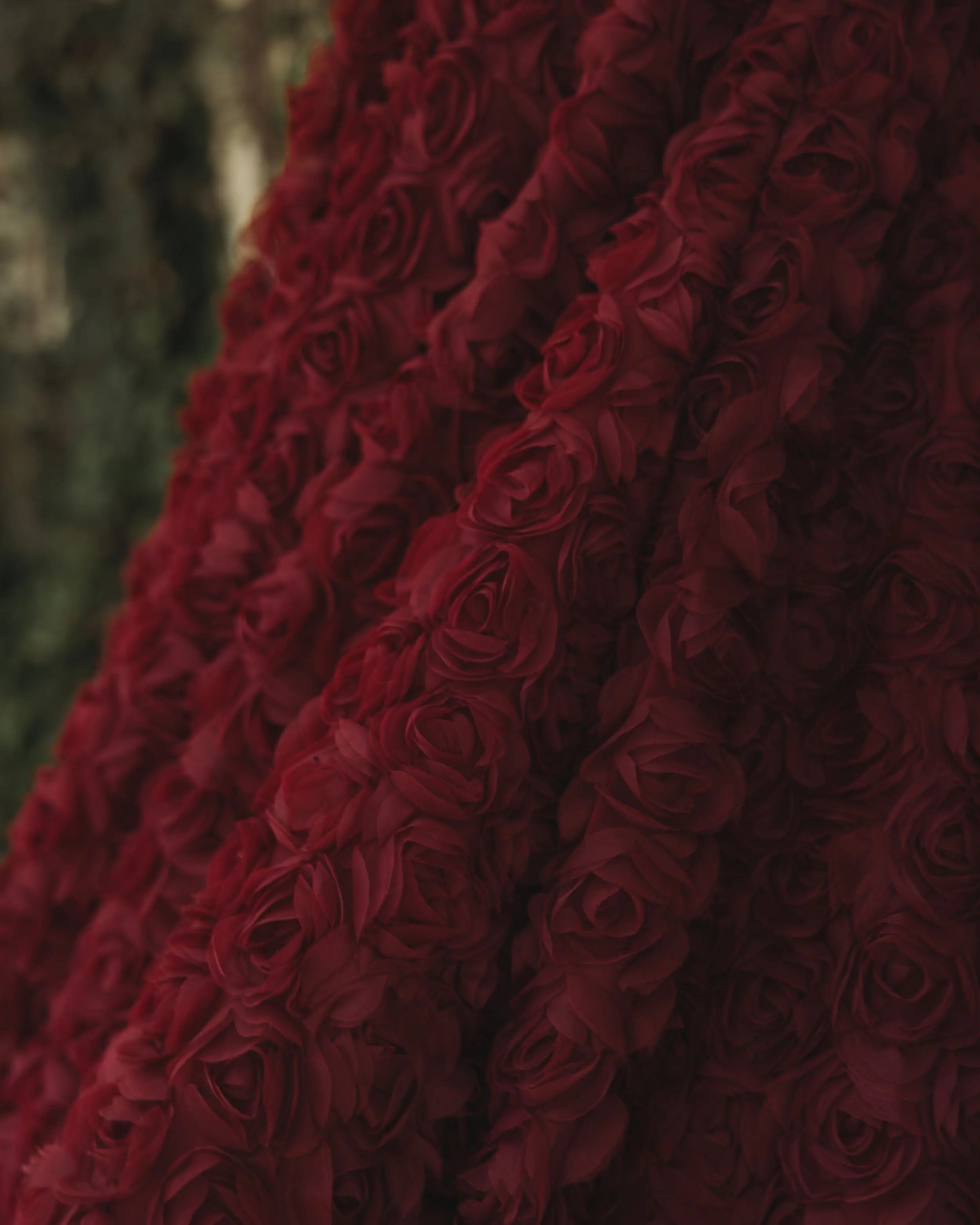 Red One Shoulder 3D Floral Rosette Midi Dress-Myartka