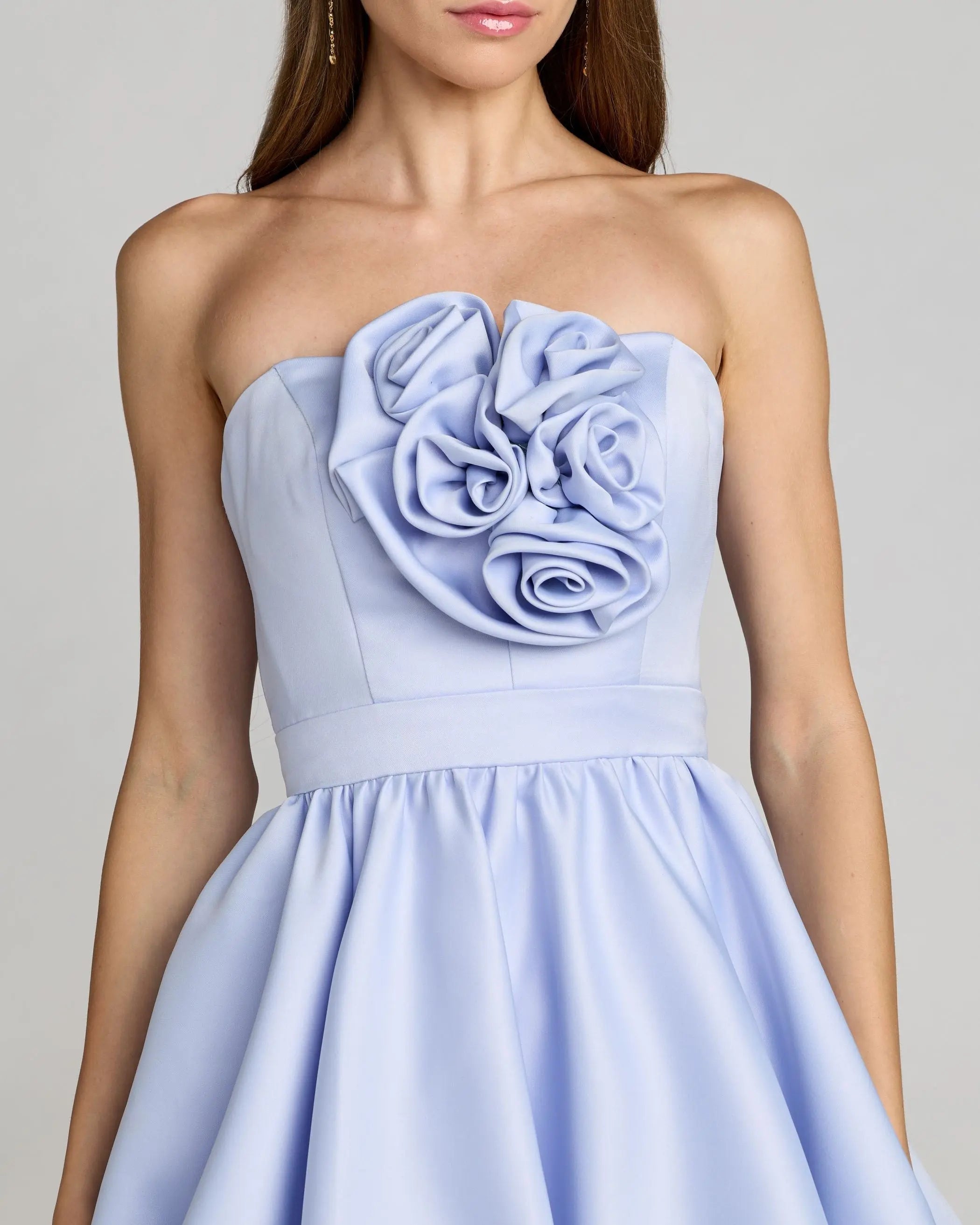 Purple Strapless Bubble Hem Mini Dress-Myartka