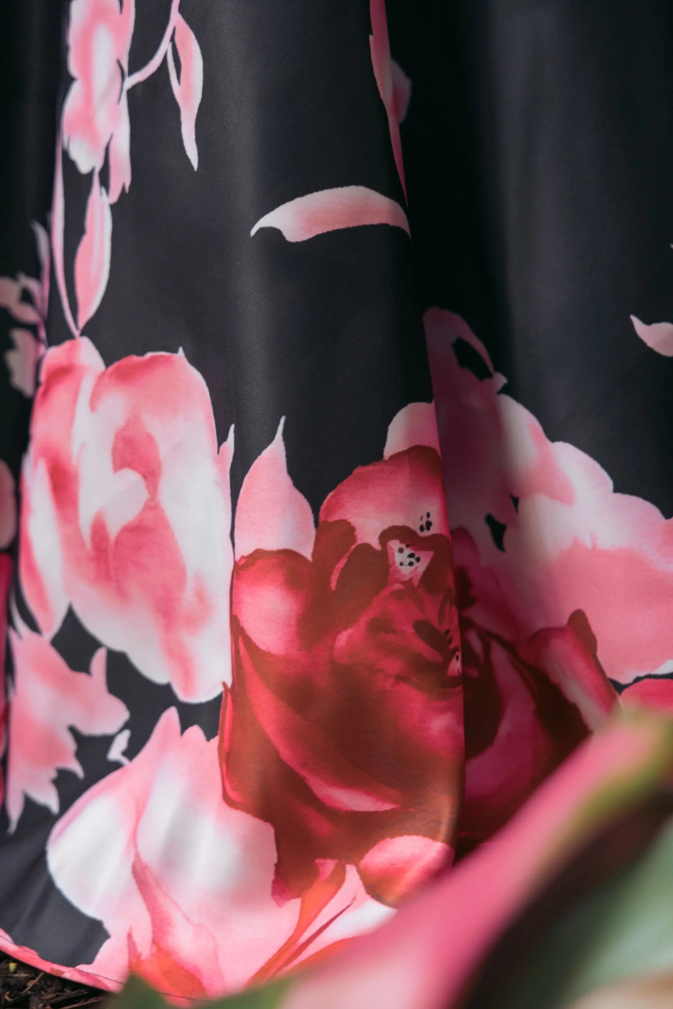 Black Square Neck Floral Print Ball Gown-Myartka