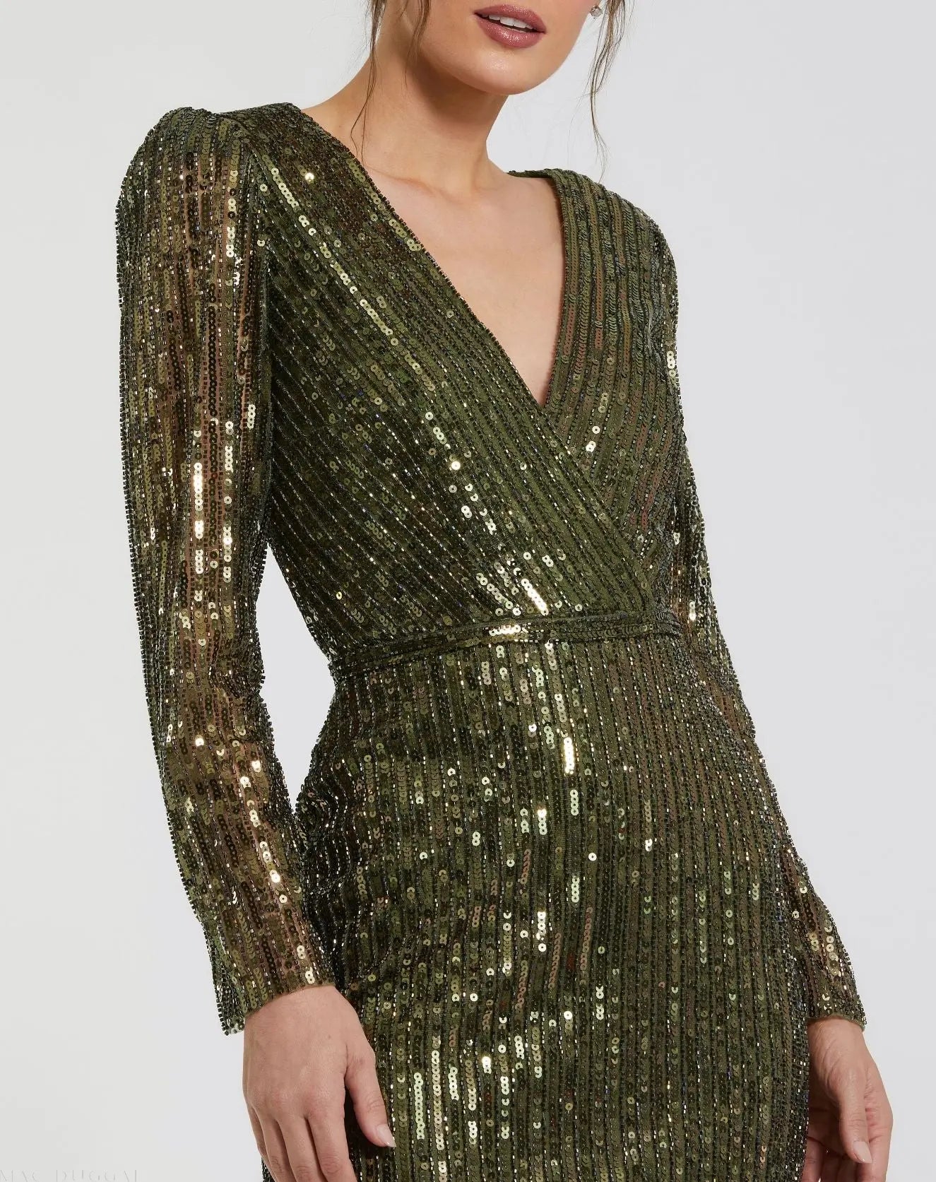Green Long Sleeve Sequined Mini Dress - FINAL SALE-Myartka