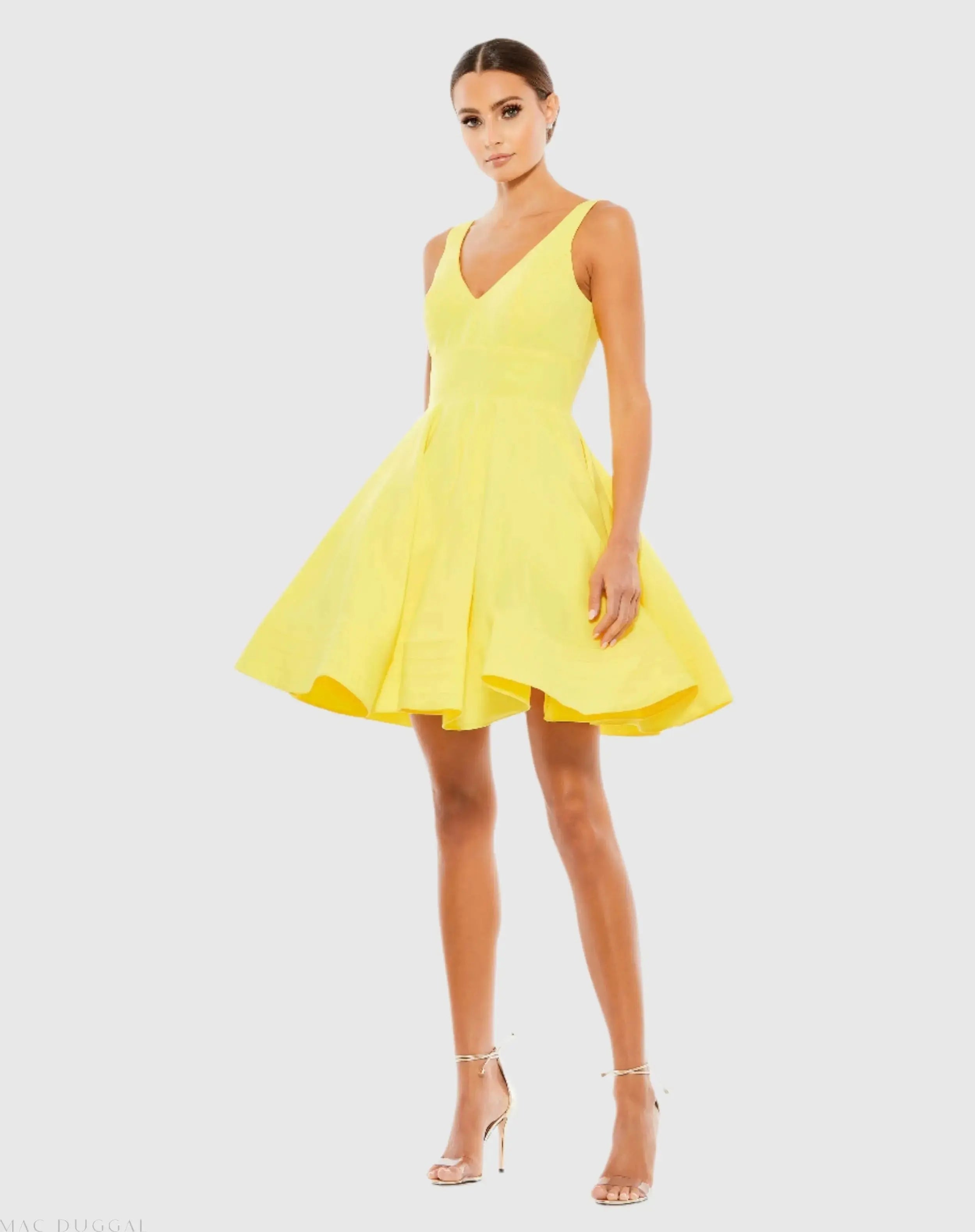 V Neck Fit & Flare Mini Dress-Myartka