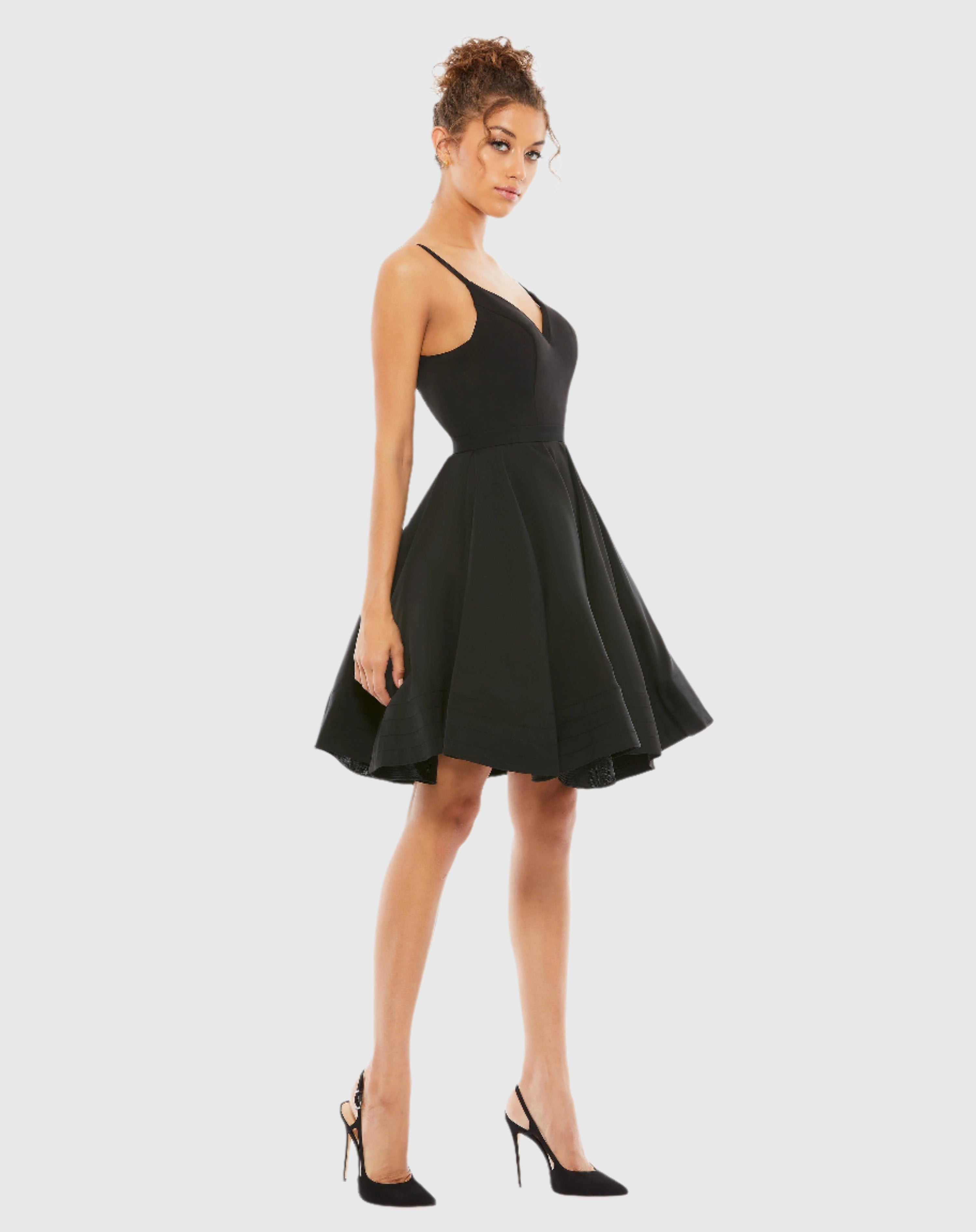 Black Low Back A-Line Party Dress-Myartka