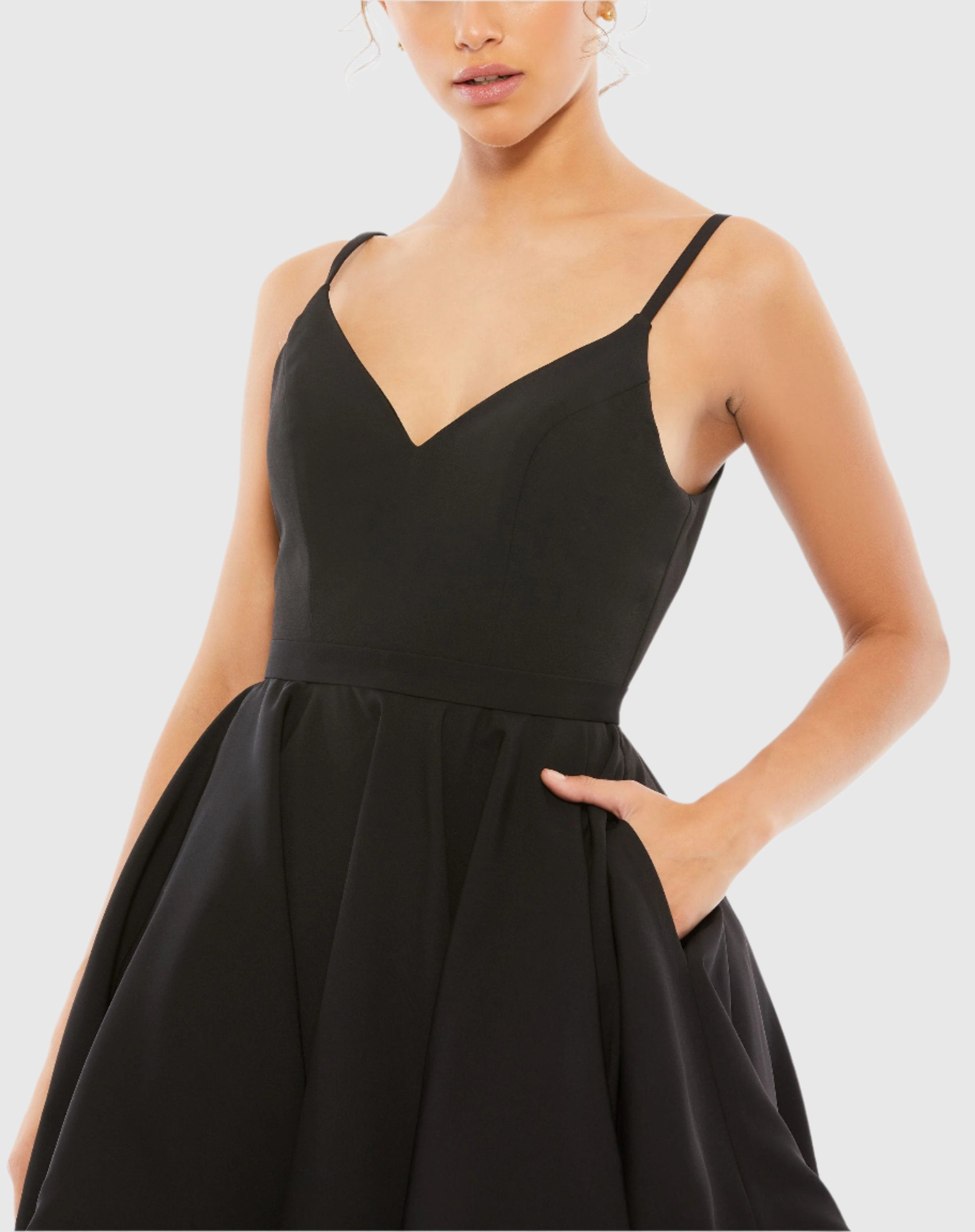 Black Low Back A-Line Party Dress-Myartka