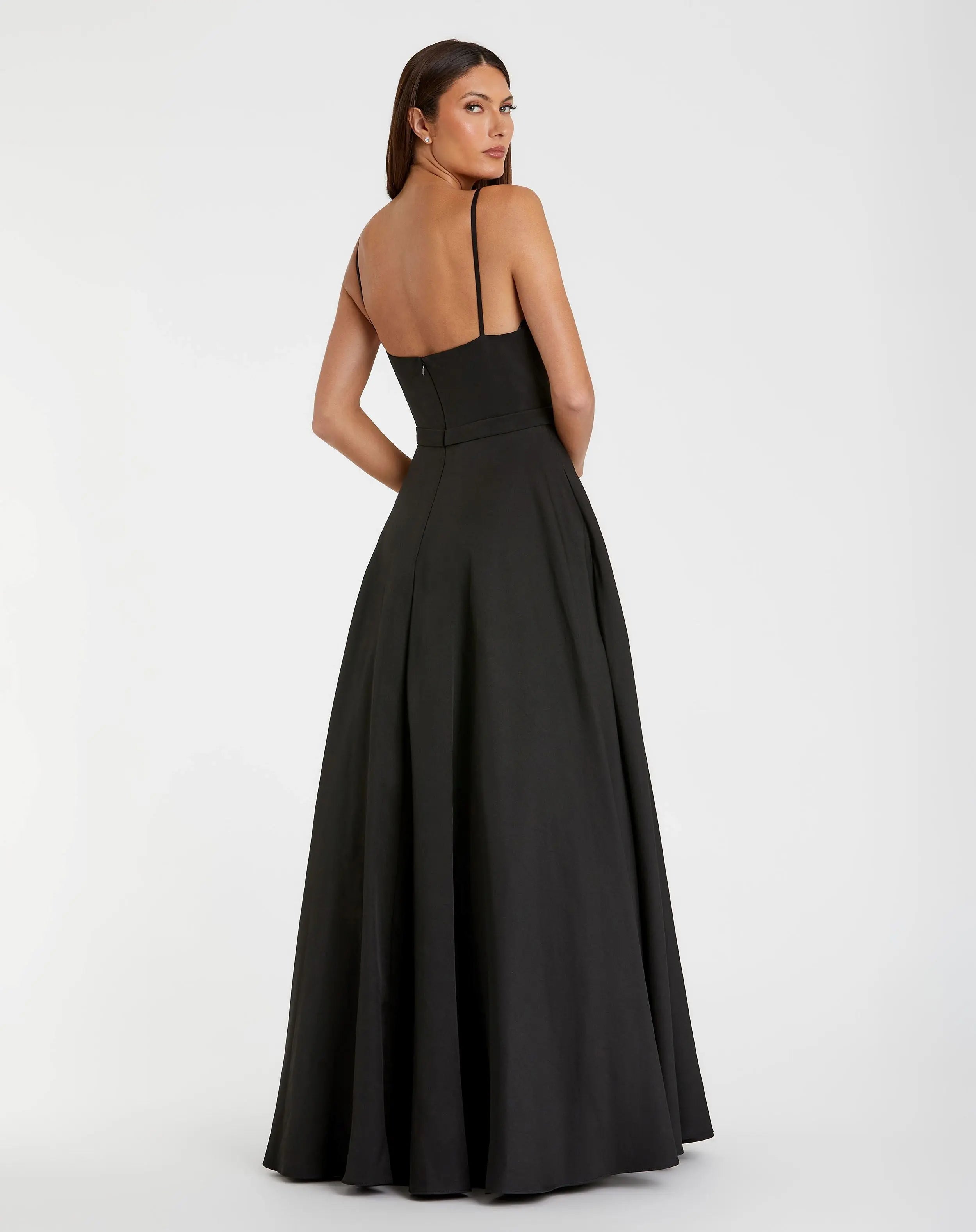 Black Classic A-Line V-Neck Ball Gown-Myartka