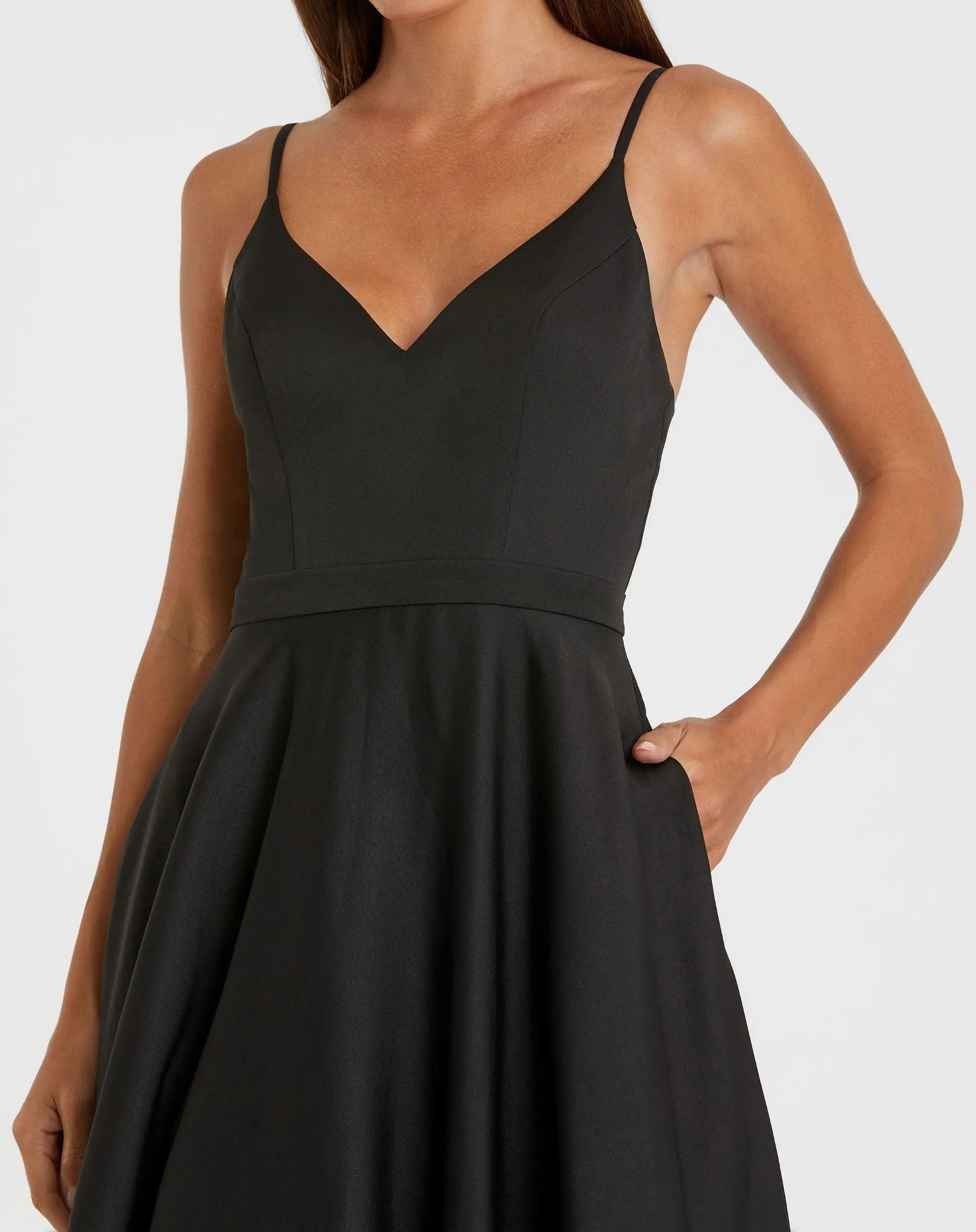 Black Classic A-Line V-Neck Ball Gown-Myartka