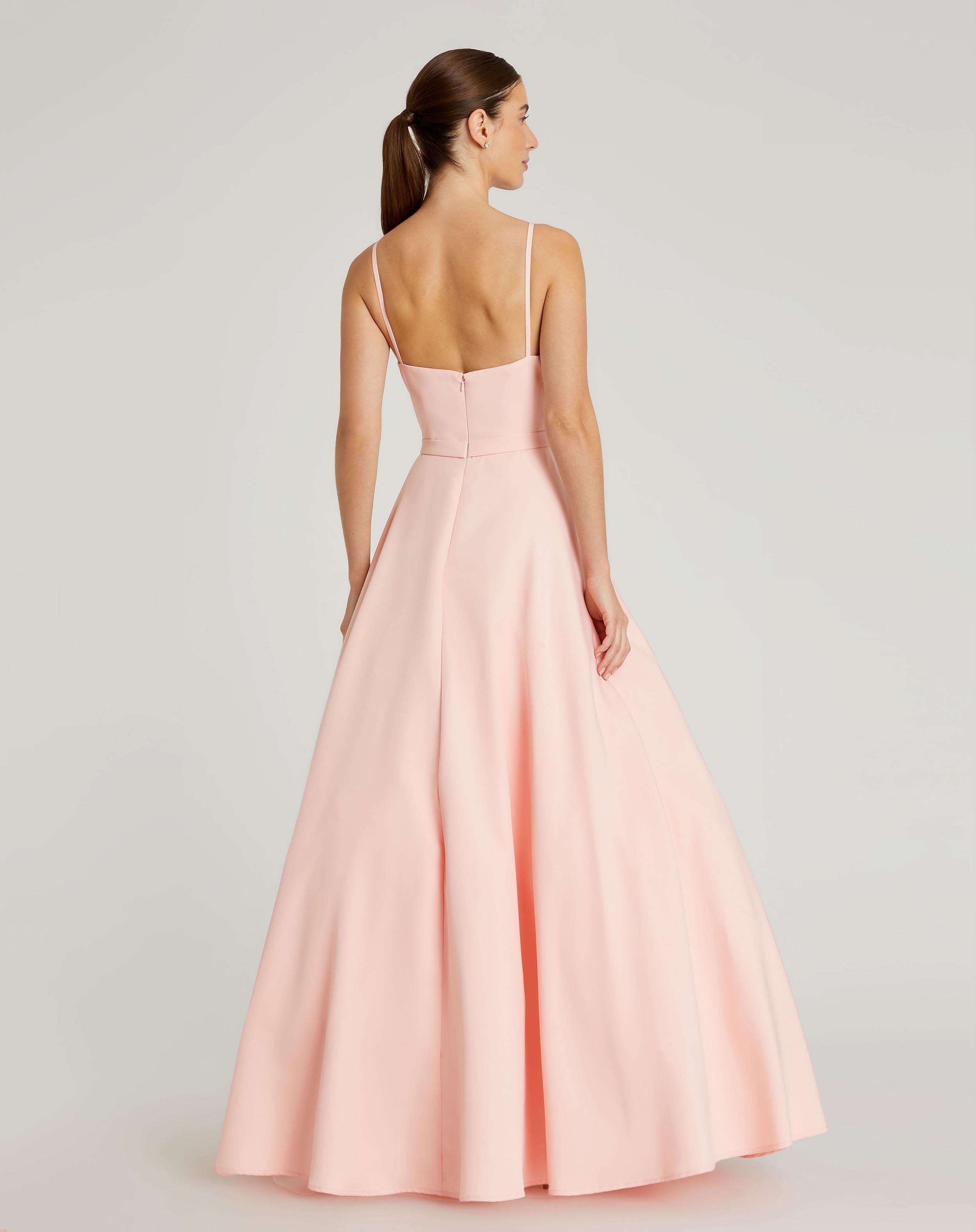 Pink Classic A-Line V-Neck Ball Gown-Myartka