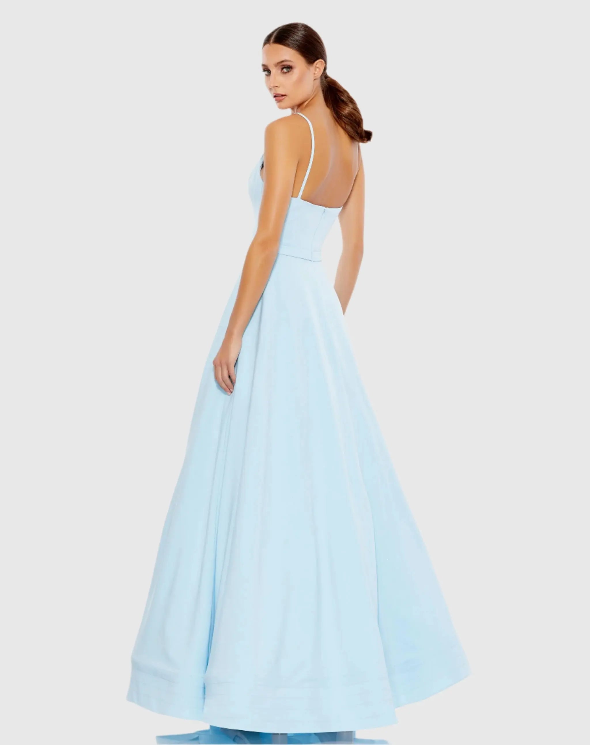 Light Blue Classic A-Line V-Neck Ball Gown-Myartka