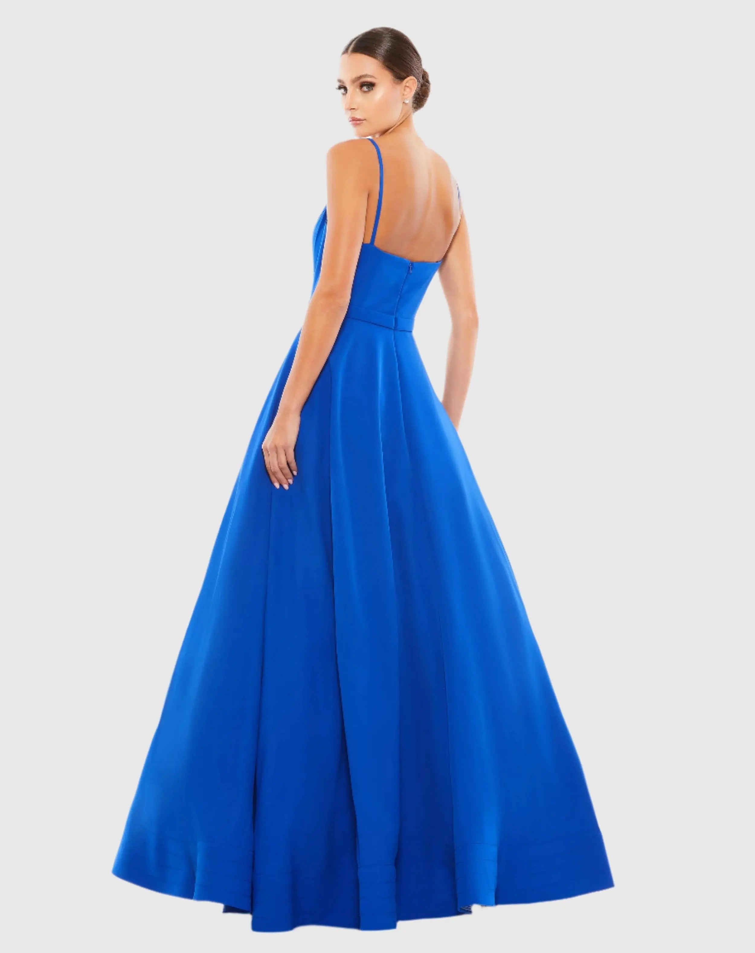 Blue Classic A-Line V-Neck Ball Gown-Myartka