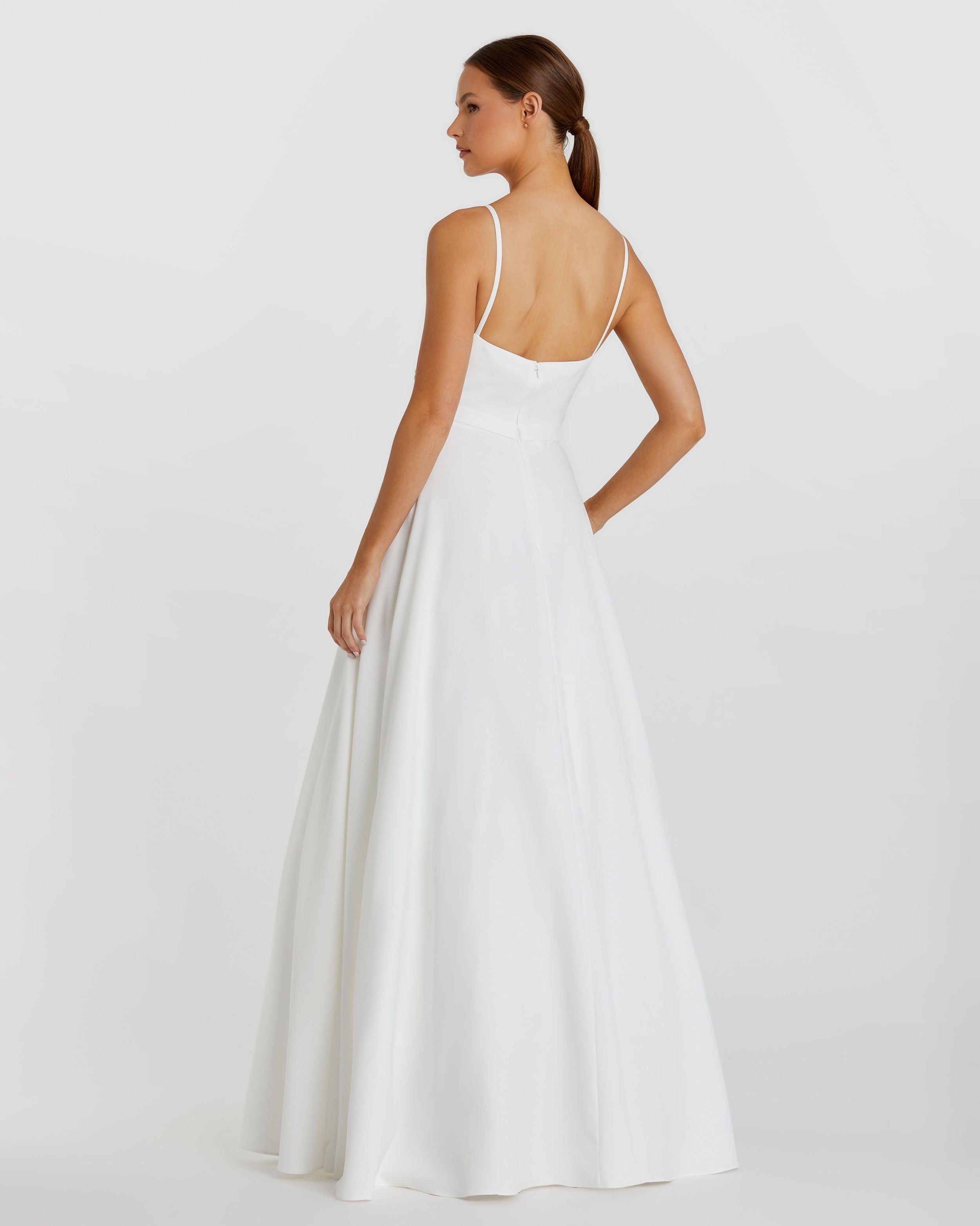 White Classic A-Line V-Neck Ball Gown-Myartka