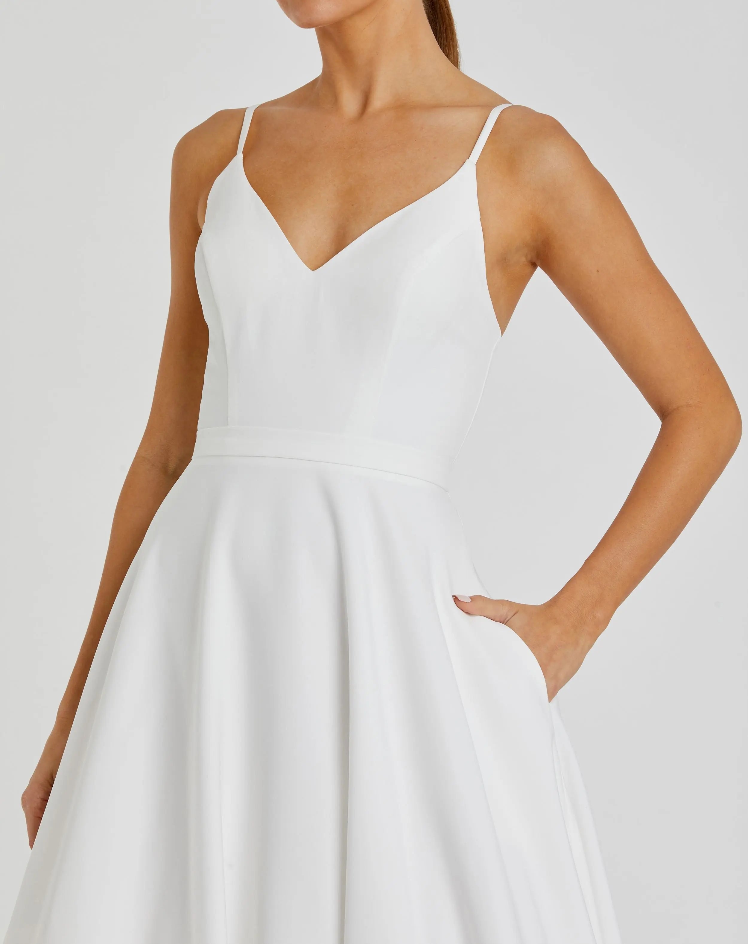 White Classic A-Line V-Neck Ball Gown-Myartka