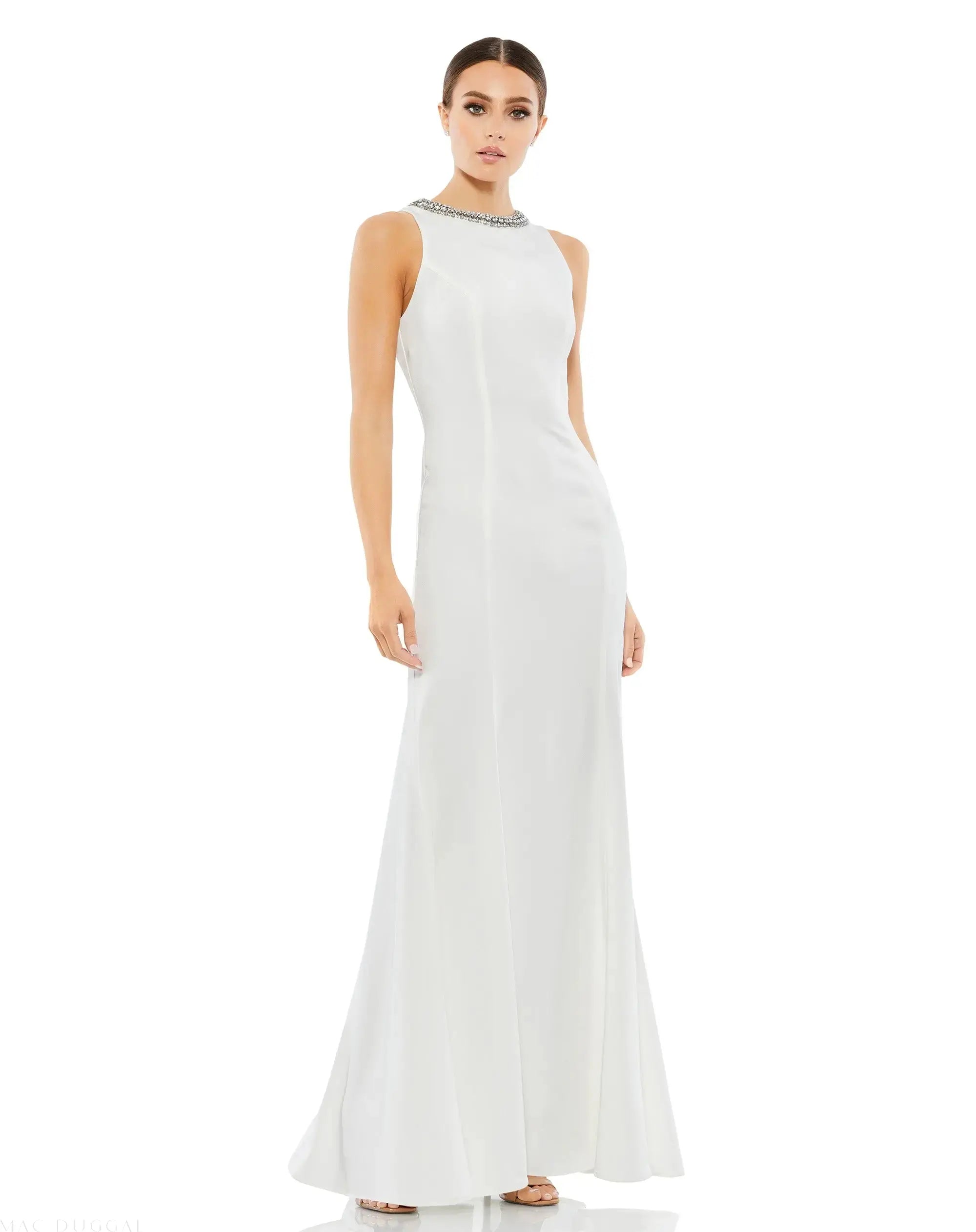 Embellished Neck Trumpet Gown-Myartka